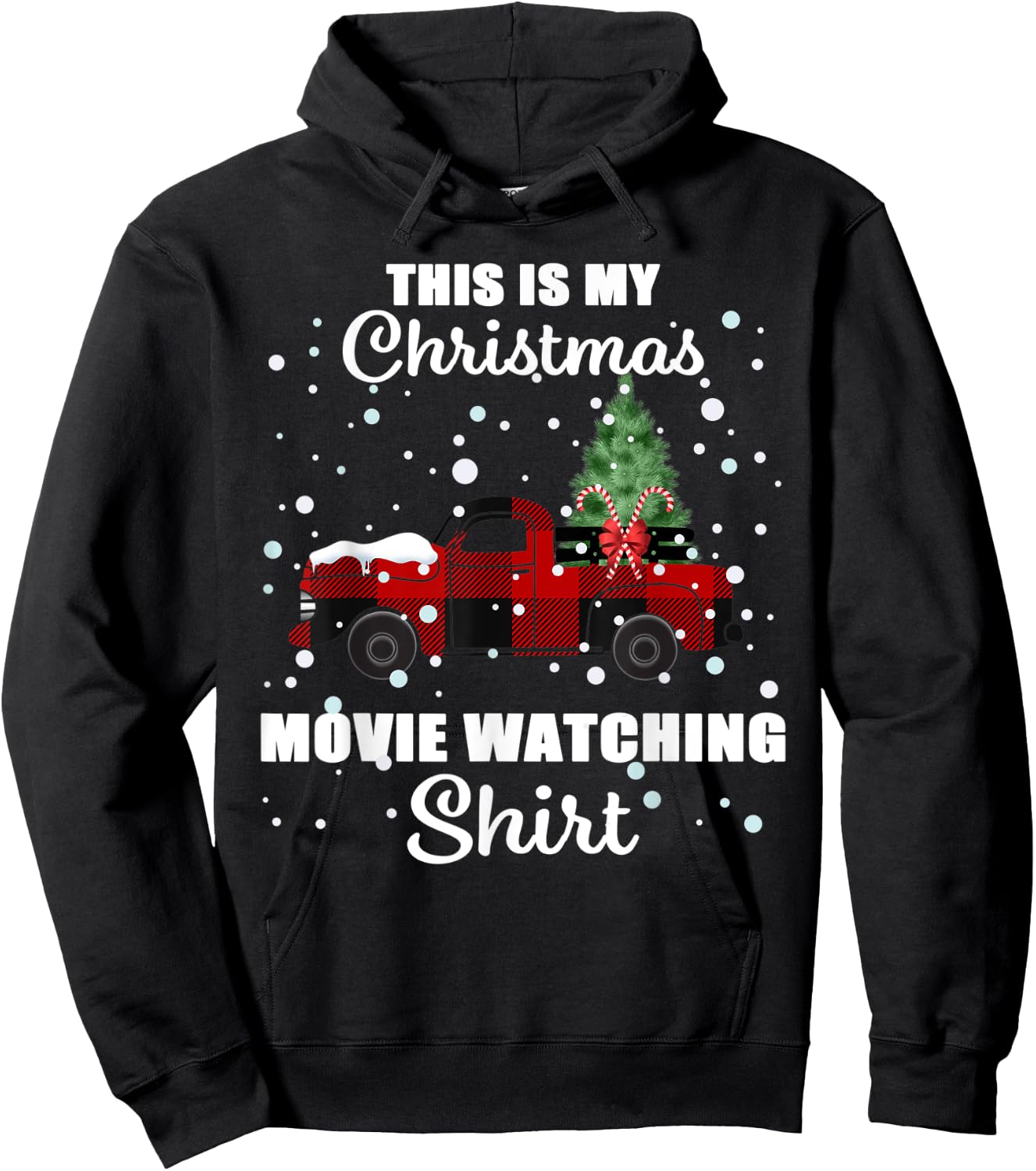 This Is My Christmas Movie Watching Buffalo Plaid Hoodie - Hoodie | Black