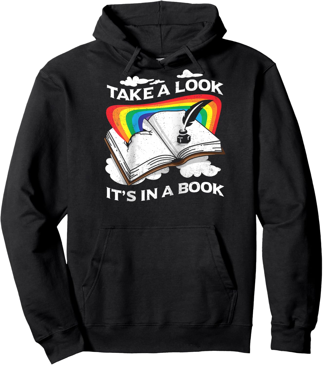 Love Reading Love Rainbows Gift Retro Rainbow Design Raglan Baseball Hoodie - Hoodie | Black