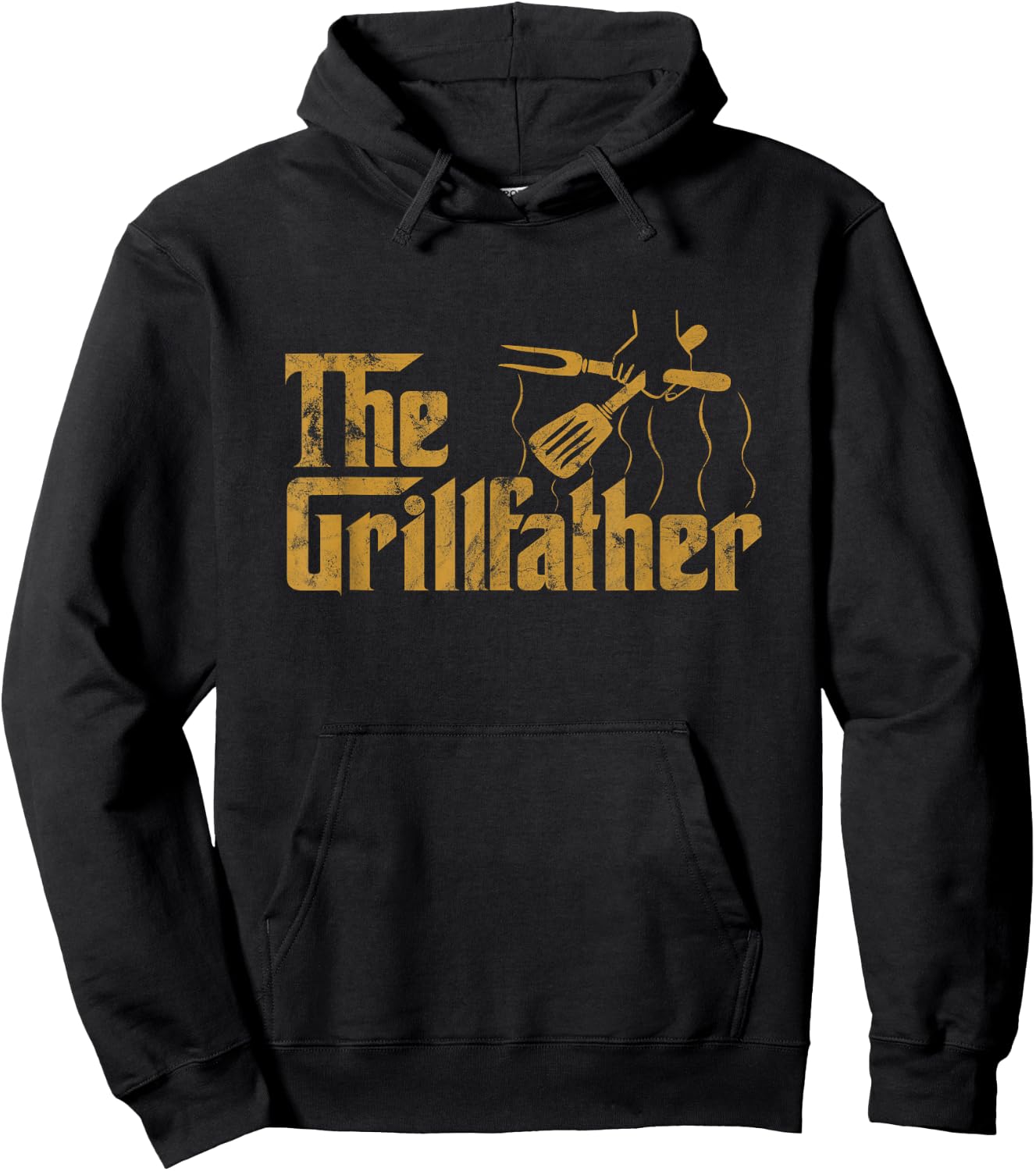 Vintage The Grillfather BBQ Grill & Smoker | Barbecue Chef Hoodie - Hoodie | Black