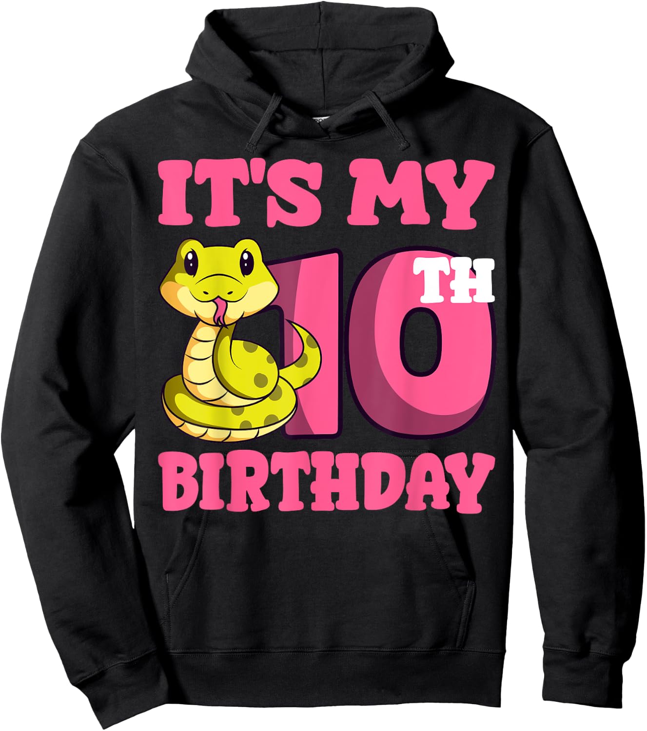 Snake 10th Birthday Reptile Lover Wildlife Serpent Zookeeper Hoodie - Hoodie | Black