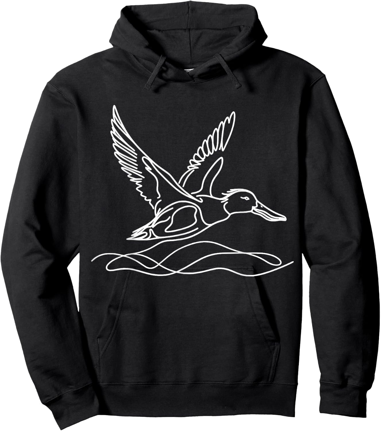 Northern Shoveler Duck Line Art Drawing Hoodie - Hoodie | Black
