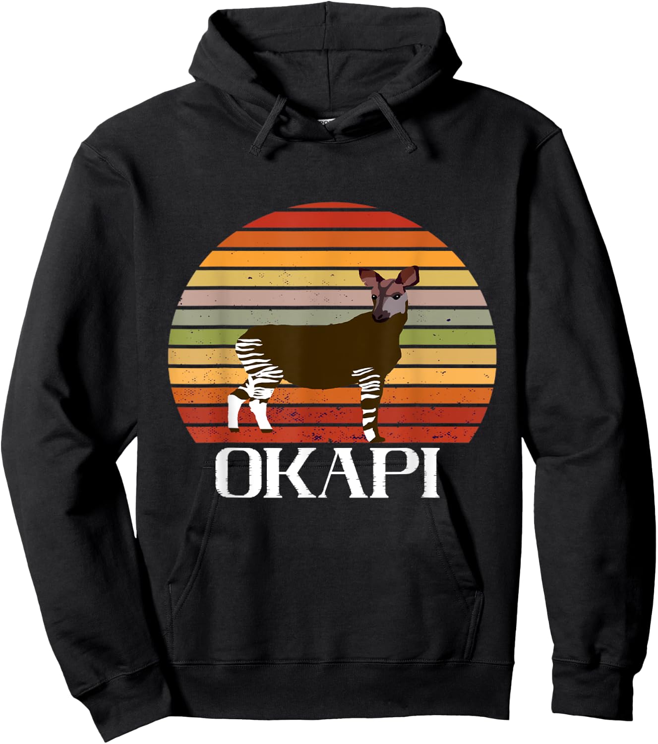 Retro Funny Okapi Vintage Forest Giraffe Okapi Lover Okapi Hoodie - Hoodie | Black