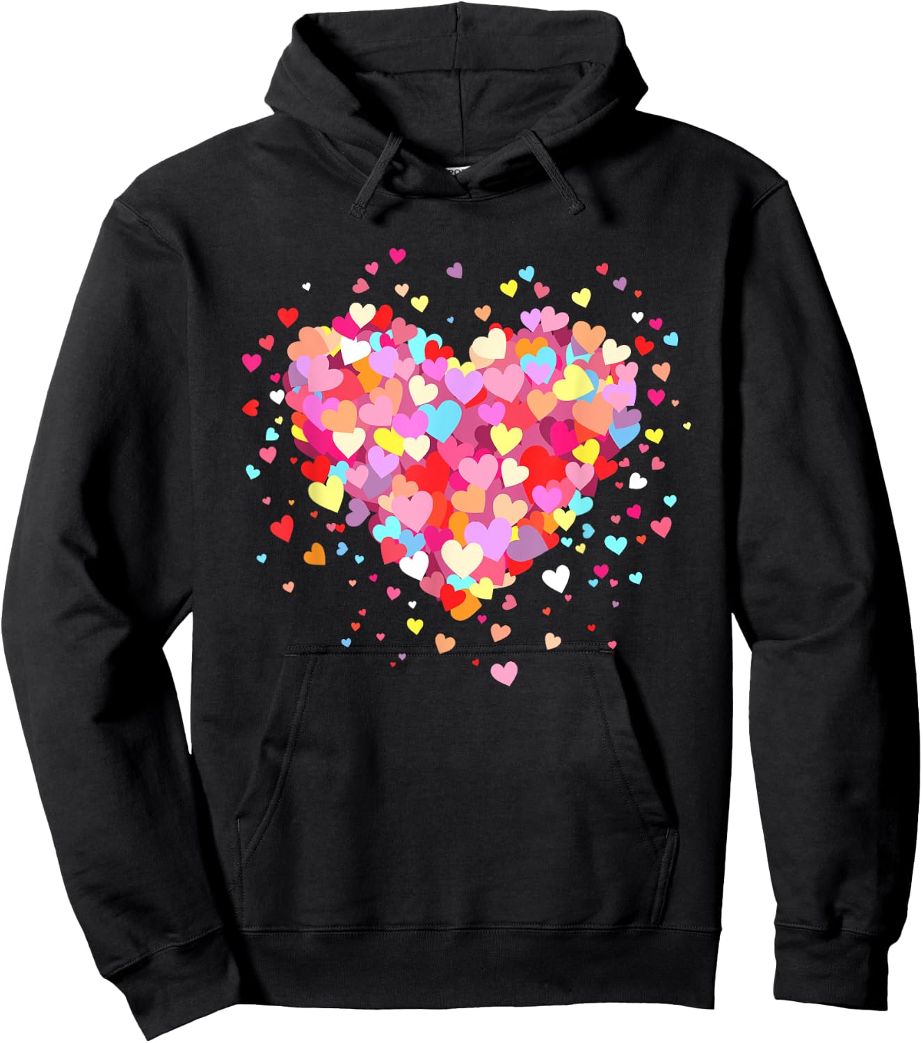 Heart Design Colourful Confetti Hearts Valentine's Day , black Hoodie - Hoodie | Black
