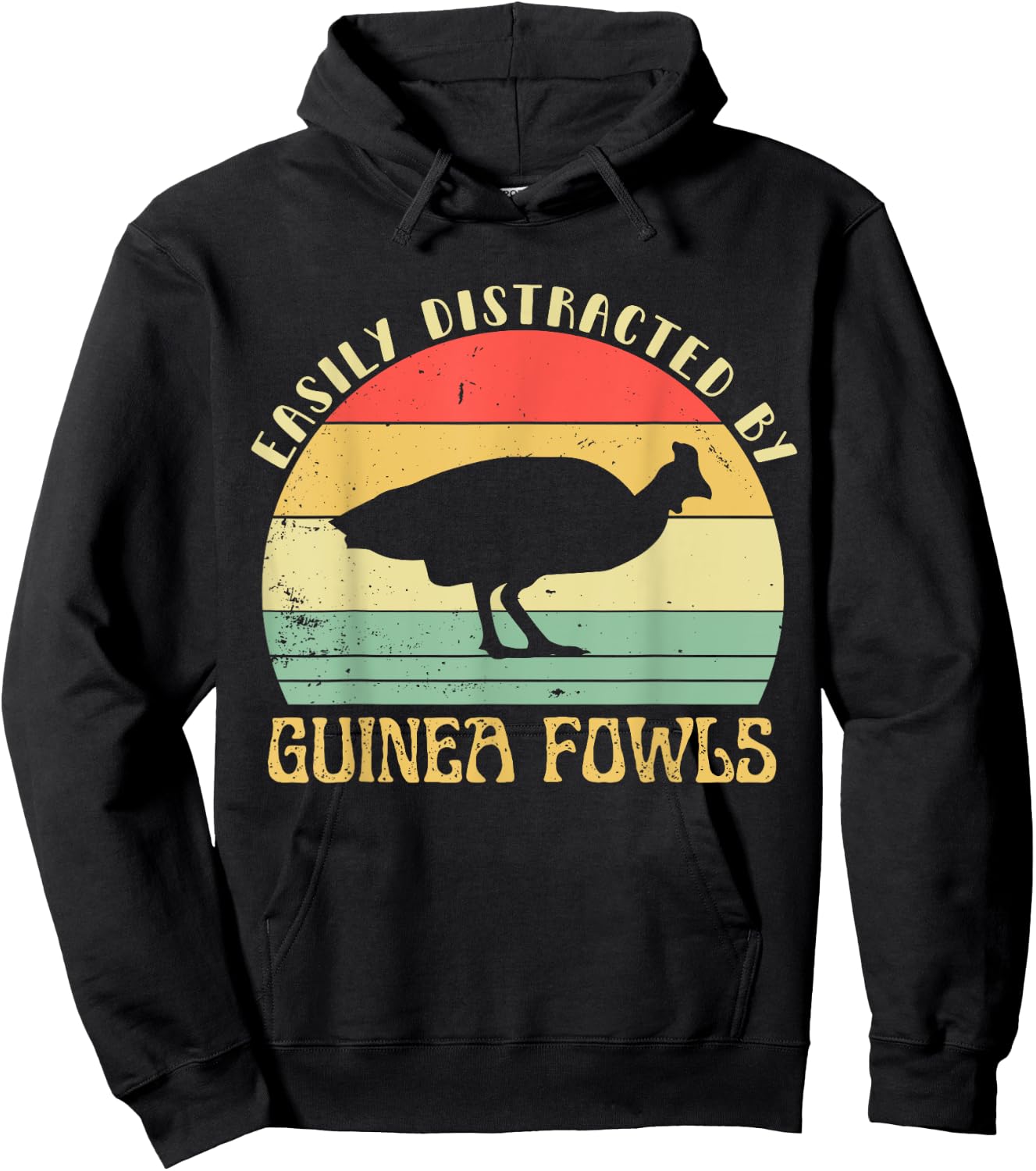 Easily Distracted By Guinea Fowls Retro Funny Guinea Fowls Hoodie - Hoodie | Black
