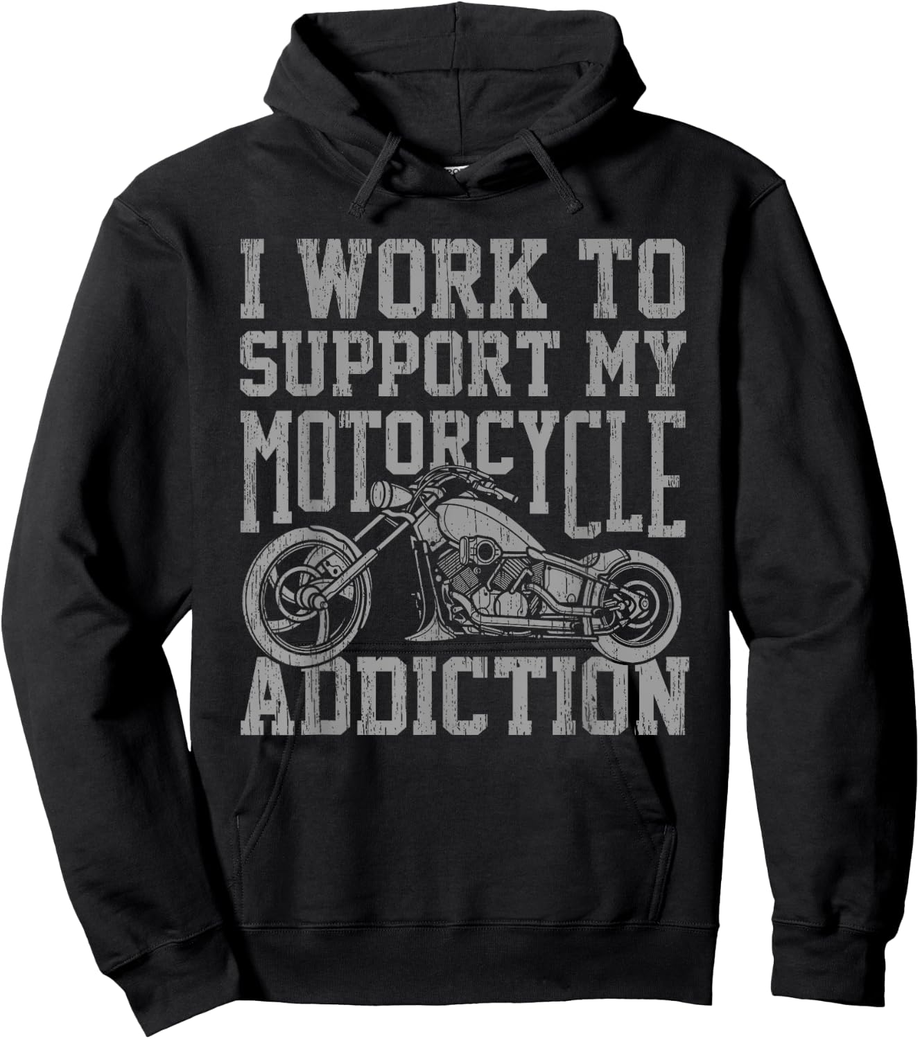 My Motorcycle Addiction Funny Motorcyclist Gag Quote Outfit Hoodie - Hoodie | Black