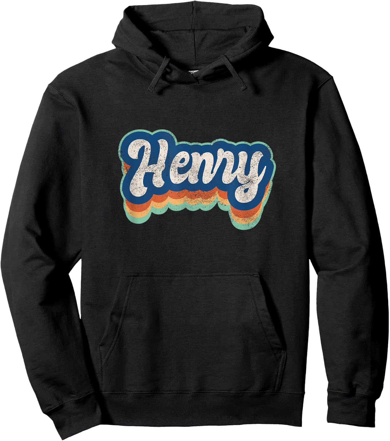 Henry First Name Boy Vintage Style 70s 80s Personalized Hoodie - Hoodie | Black