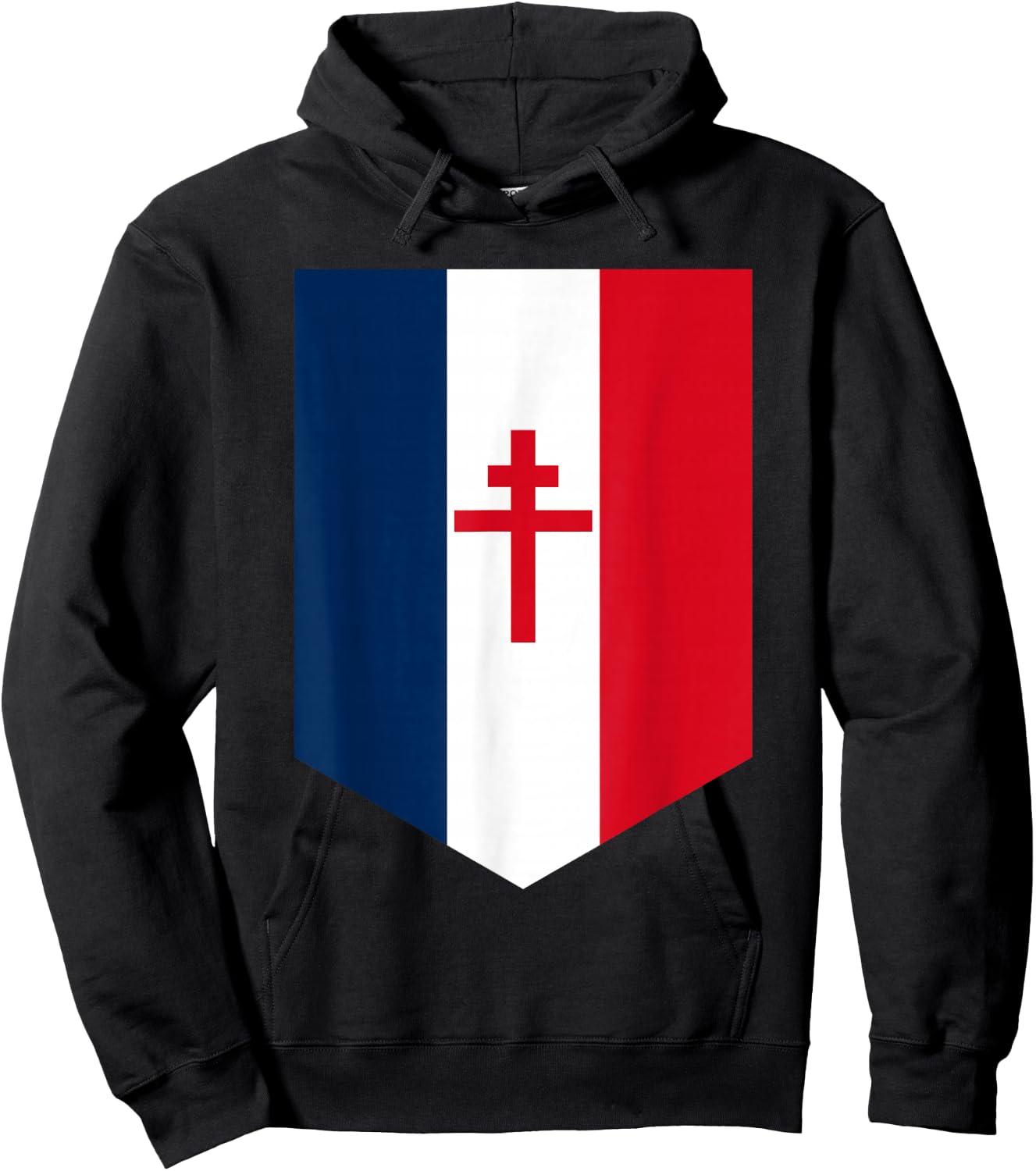 Drapeau Français avec Croix de Lorraine , Black, S Hoodie - Hoodie | Black