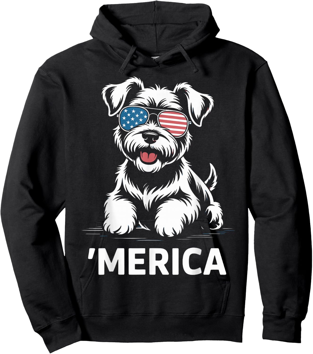 Miniature Schnauzer 4th of July ‘Merica Patriotic Hoodie - Hoodie | Black