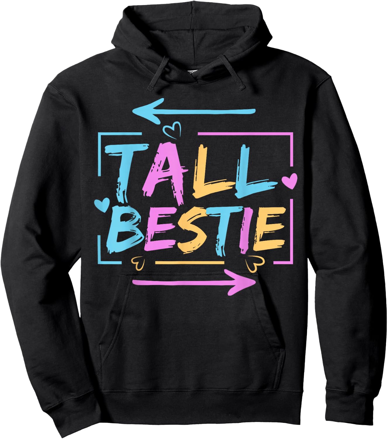 Best Friend Matching Tall Short Bestie Besties Matching BFF Hoodie - Hoodie | Black