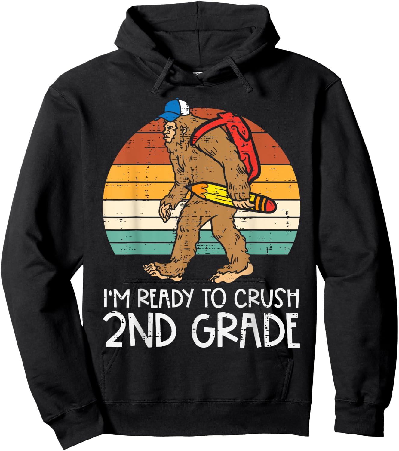 Bigfoot Sasquatch Crush 2nd Grade Second First Day Of School Hoodie - Hoodie | Black