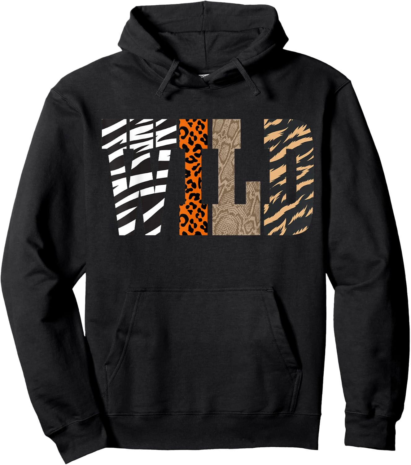 Wild Animal Pattern - Animal Print Hoodie - Hoodie | Black
