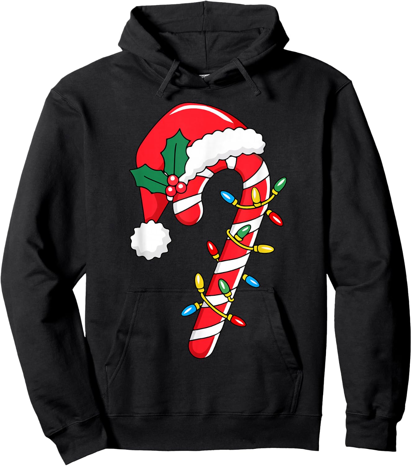Christmas Candy Cane Santa Xmas Kids Toddler Youth Women Men Hoodie - Hoodie | Black