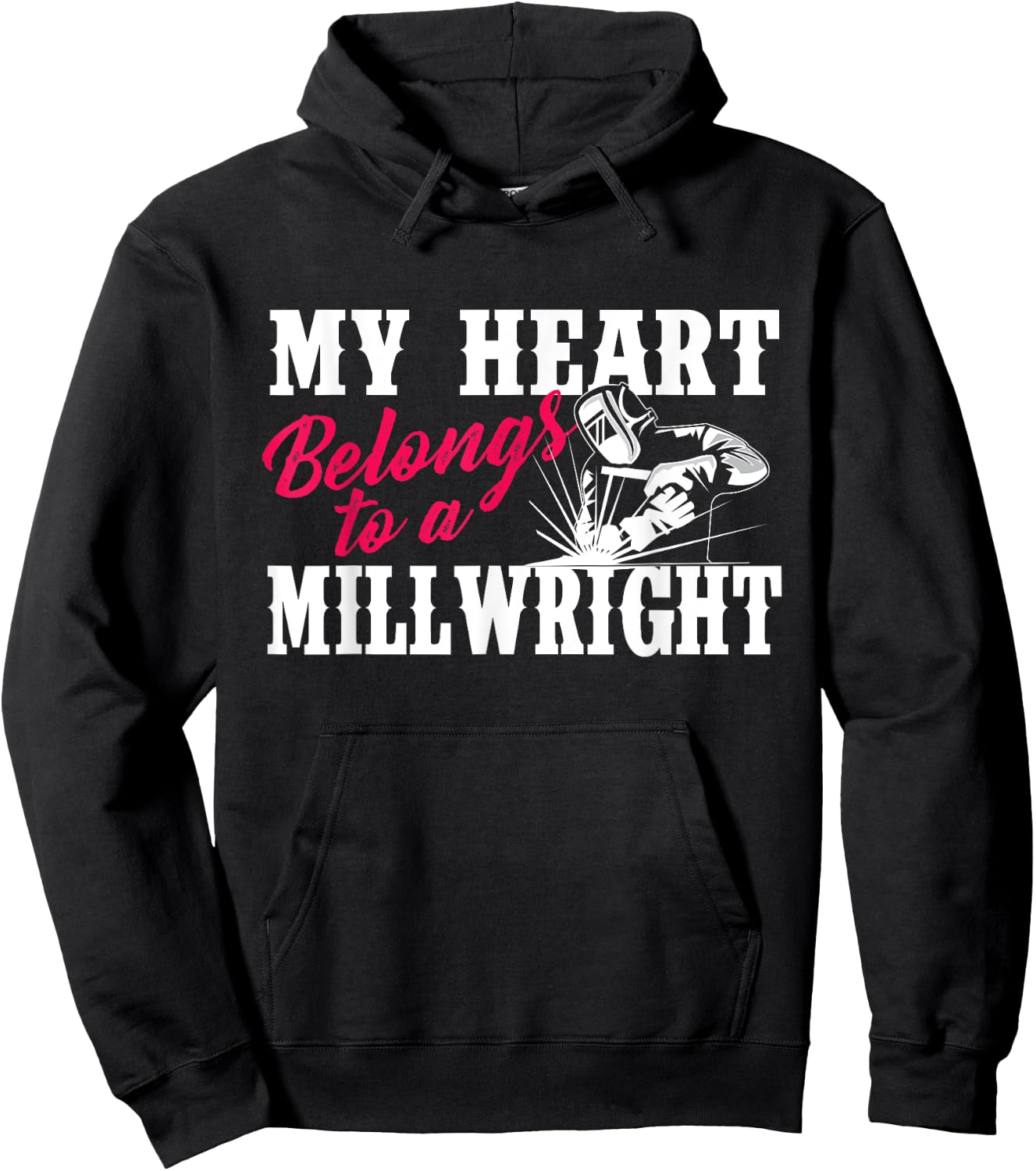 My Heart Belongs To A Millwright - Wife Girlfriend Machinist Hoodie - Hoodie | Black