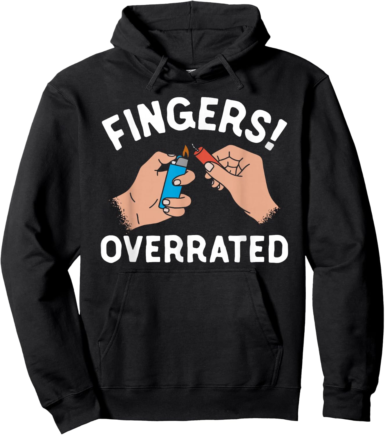 4th of July Funny Fingers Overrated Fireworks Hoodie - Hoodie | Black
