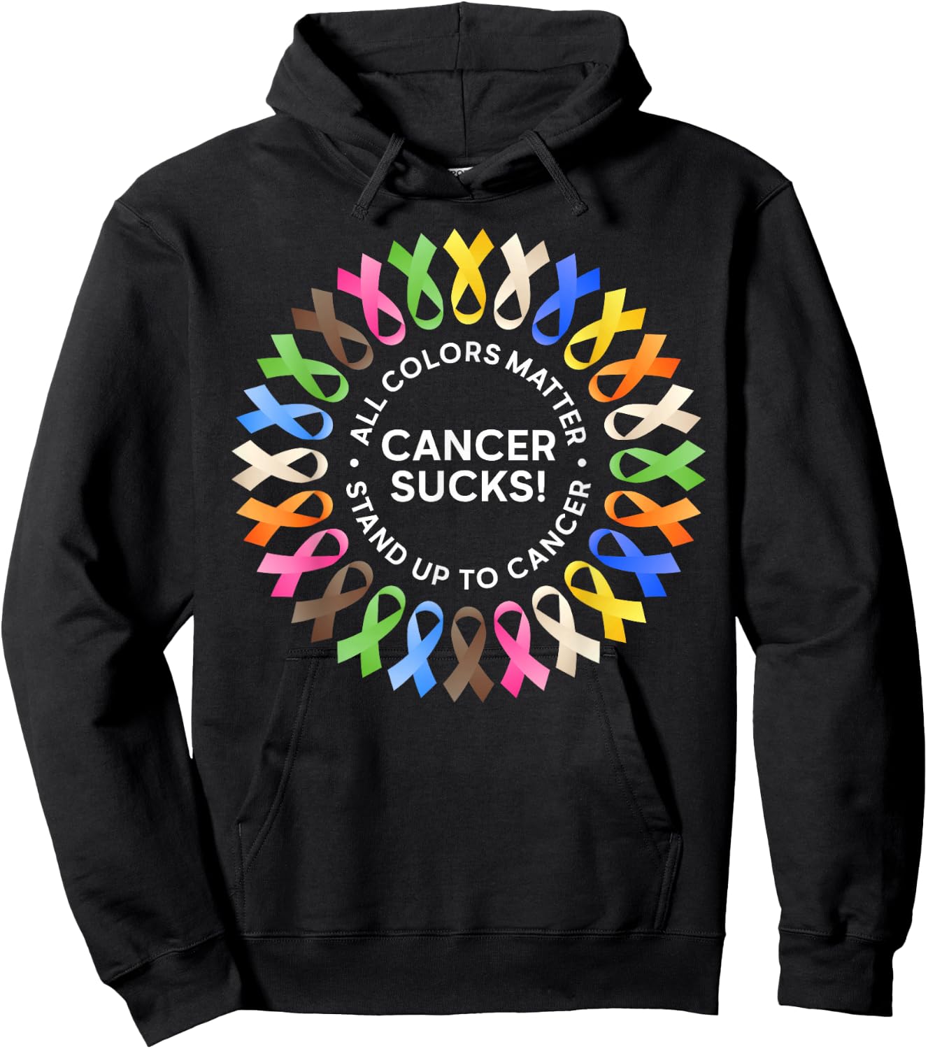 Cancer Sucks In Every Color Shirt Cancer Ribbon Colors Hoodie - Hoodie | Black