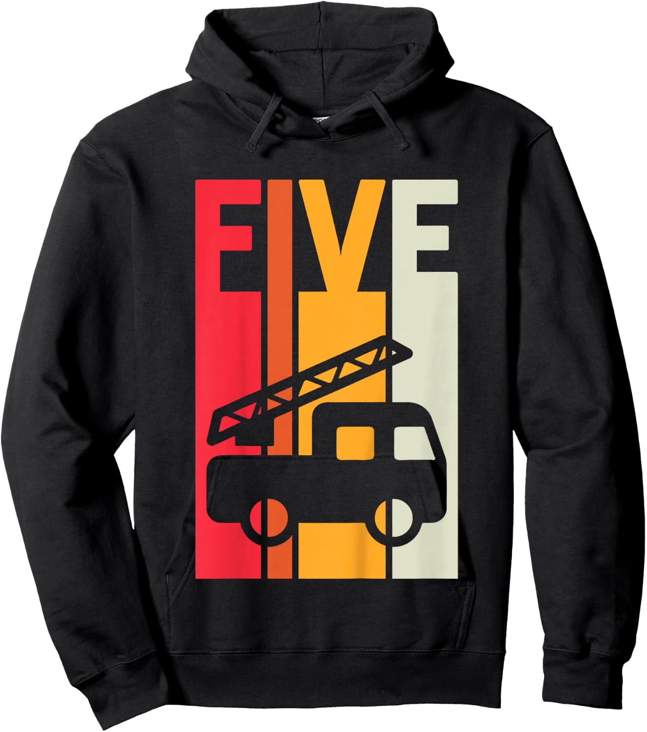 Fire Truck 5th Birthday Boys Firefighter Fireman 5 Years Hoodie - Hoodie | Black