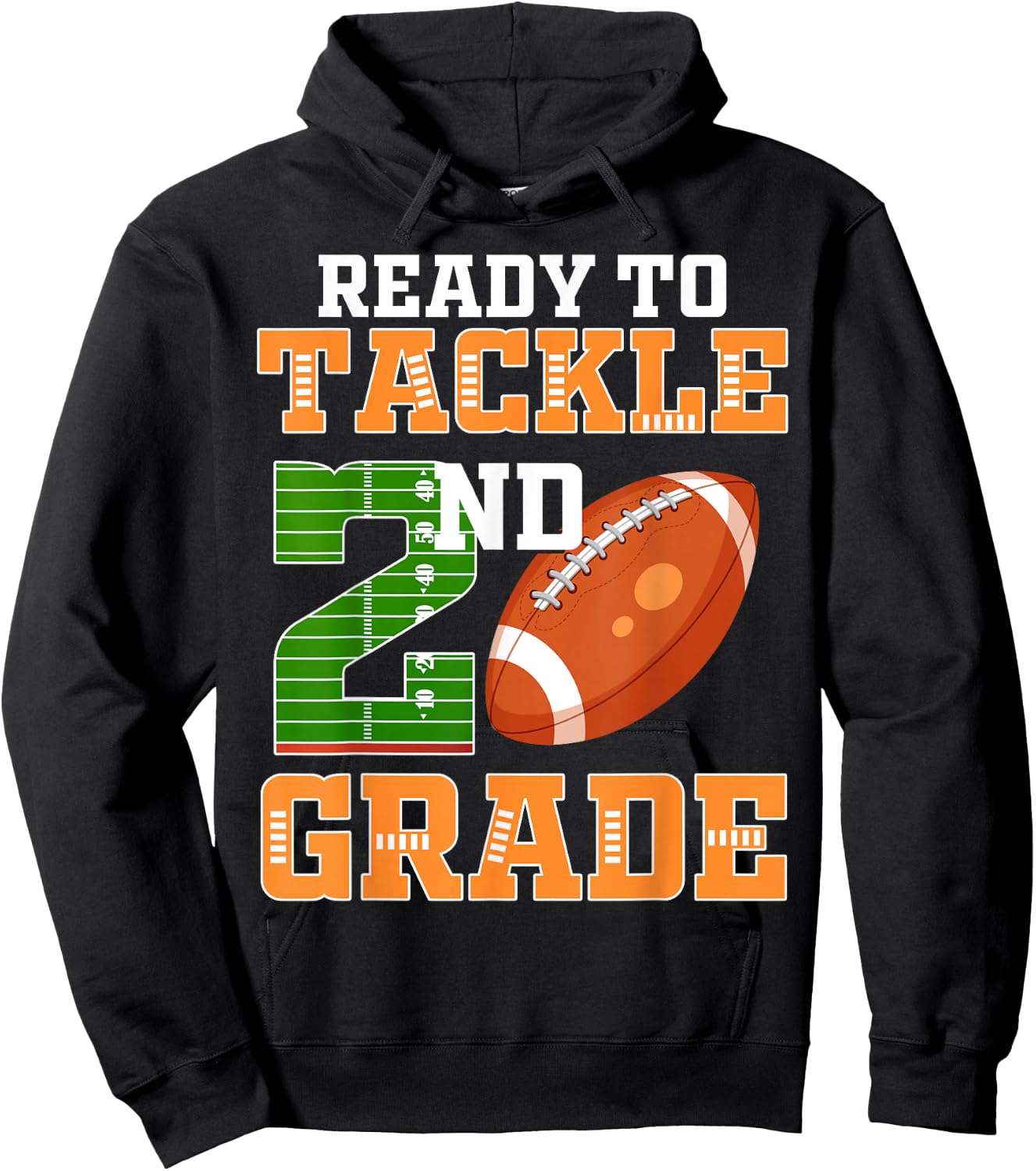 Ready to Tackle 2nd Grade Football Player Second Grade Cheer Hoodie - Hoodie | Black