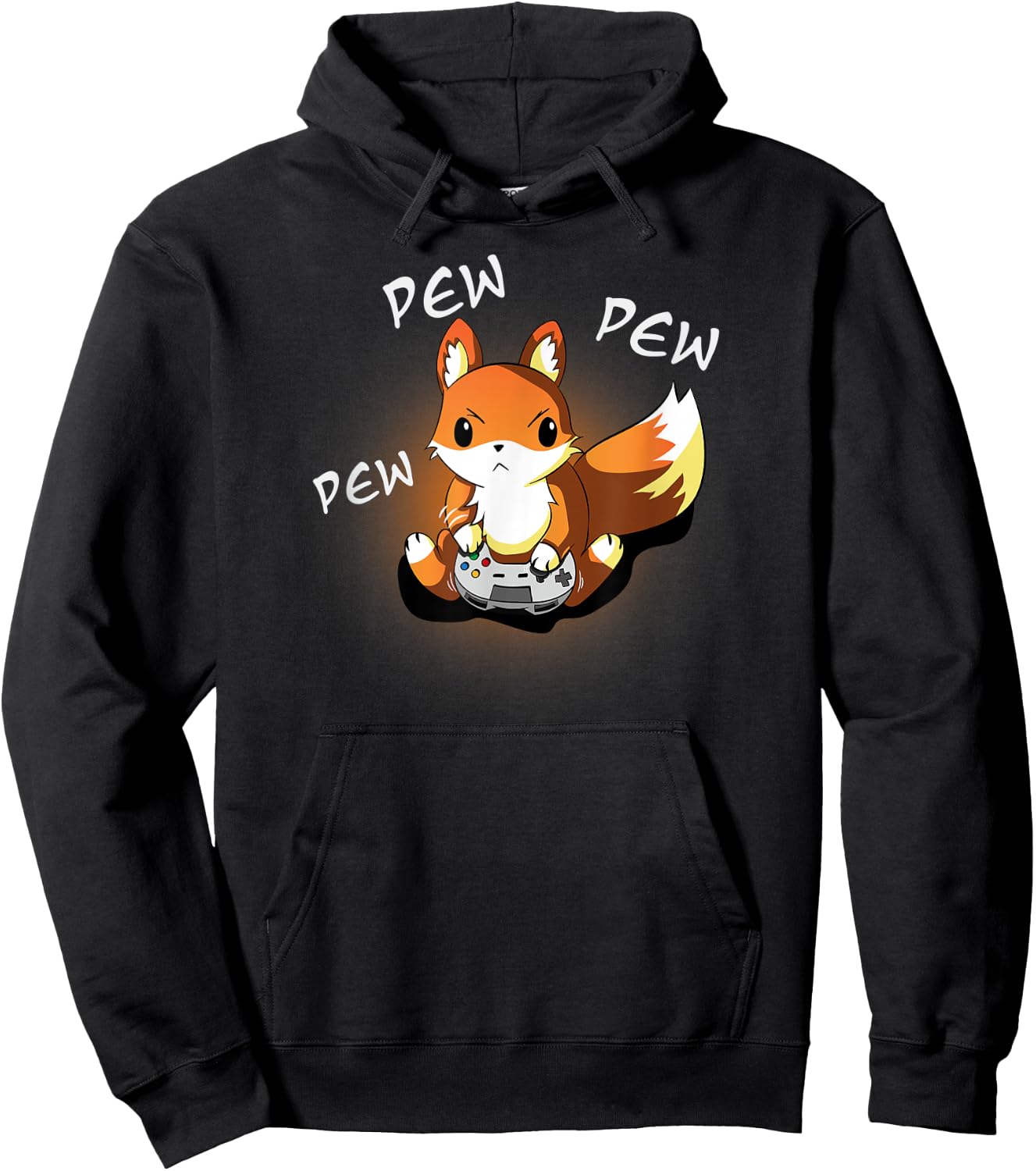 Angry Gamer Fox, Kawaii Funny Cute Gaming Design Hoodie - Hoodie | Black
