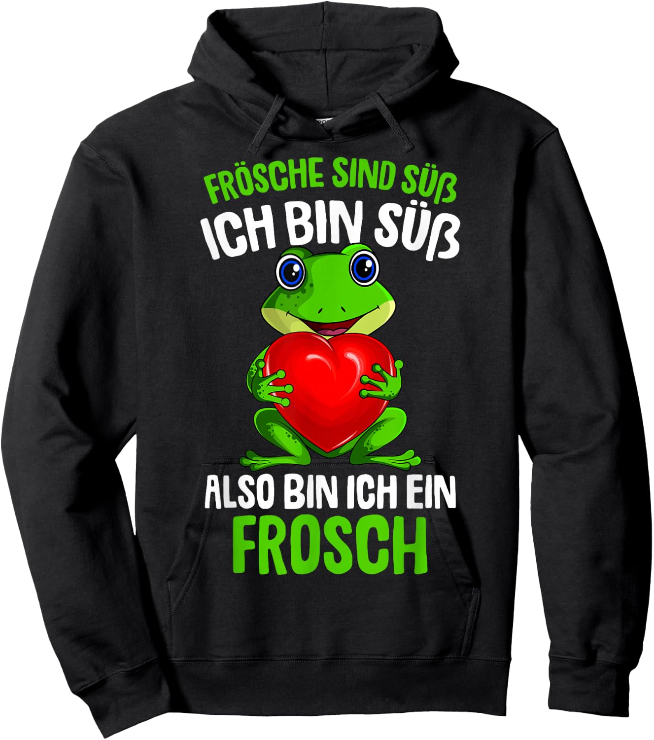 Frogs are sweet, children's women's / girls' frog , black Hoodie - Hoodie | Black