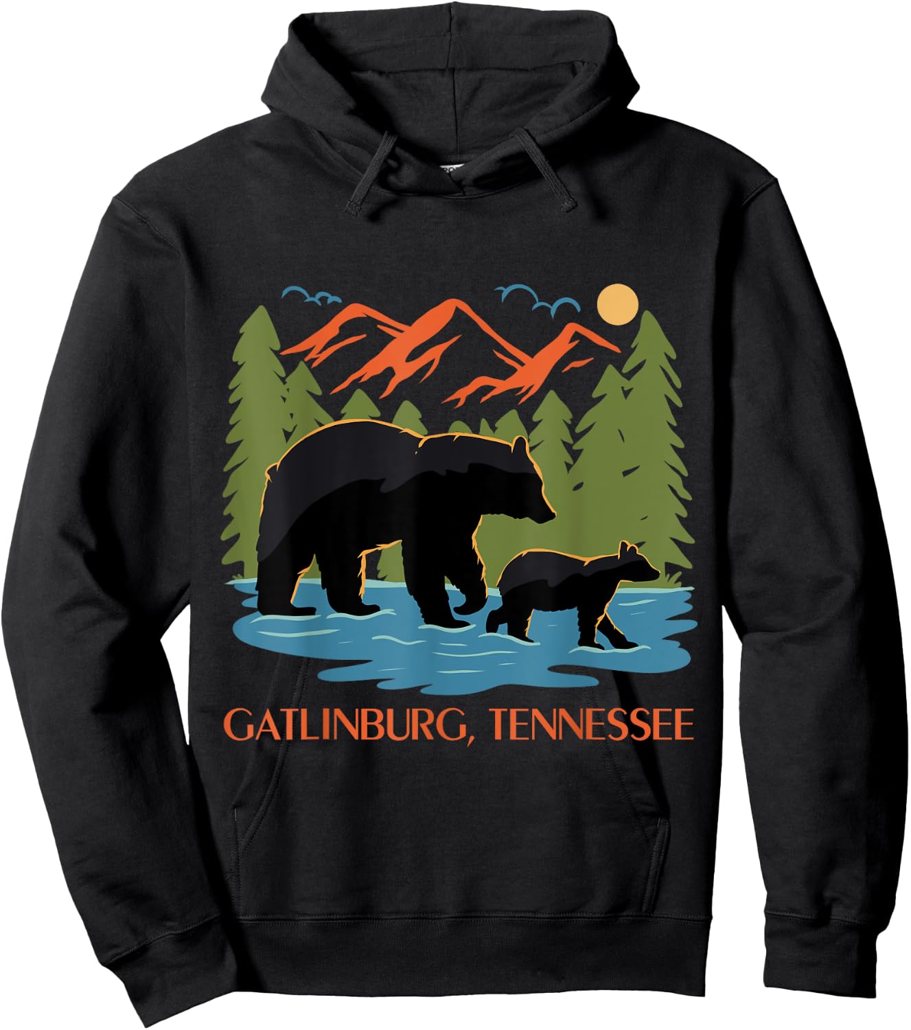 Vintage Gatlinburg Tennessee Smoky Mountains National Park Hoodie - Hoodie | Black