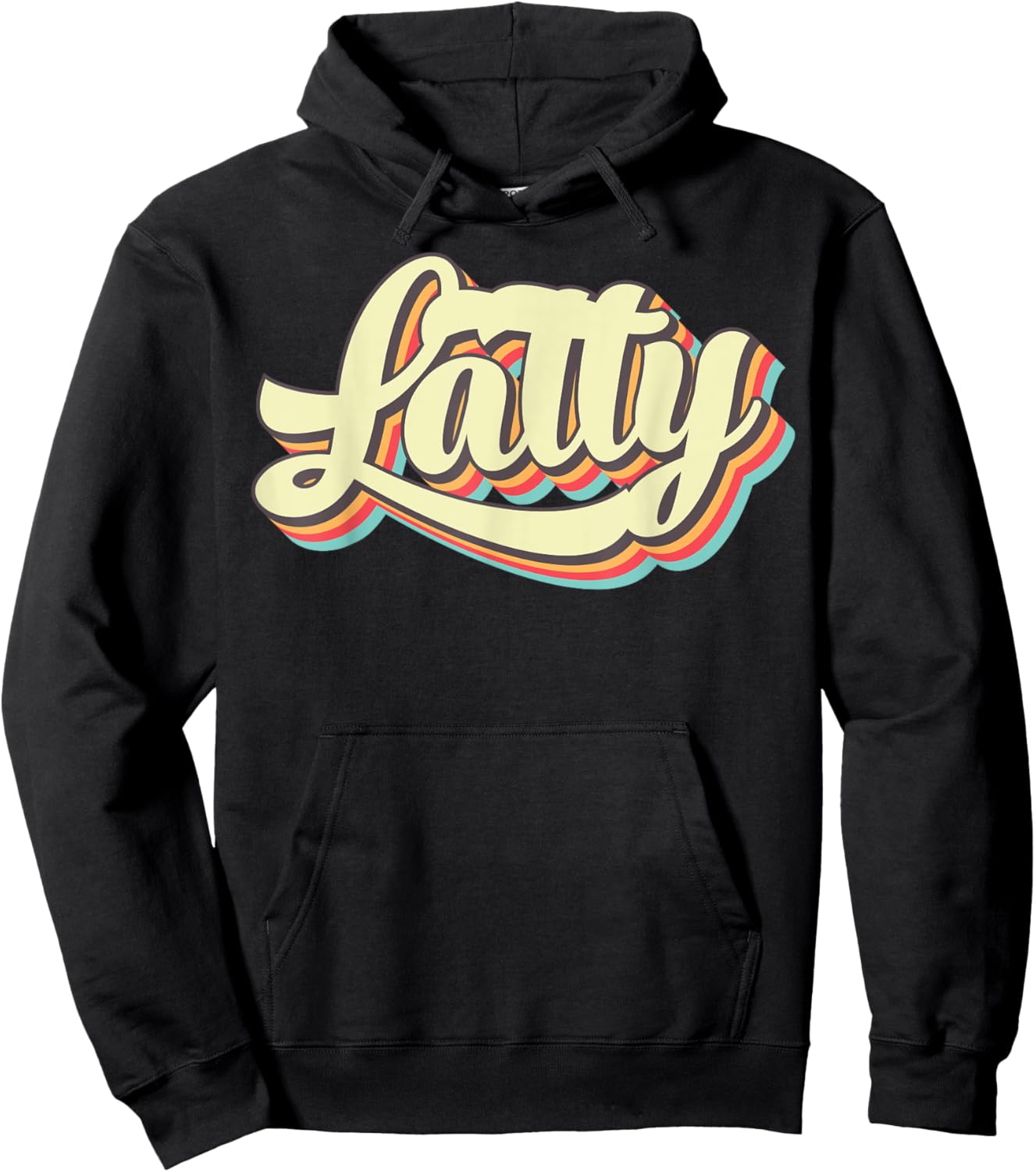 Latty Retro Art Baseball Font Vintage Hoodie - Hoodie | Black
