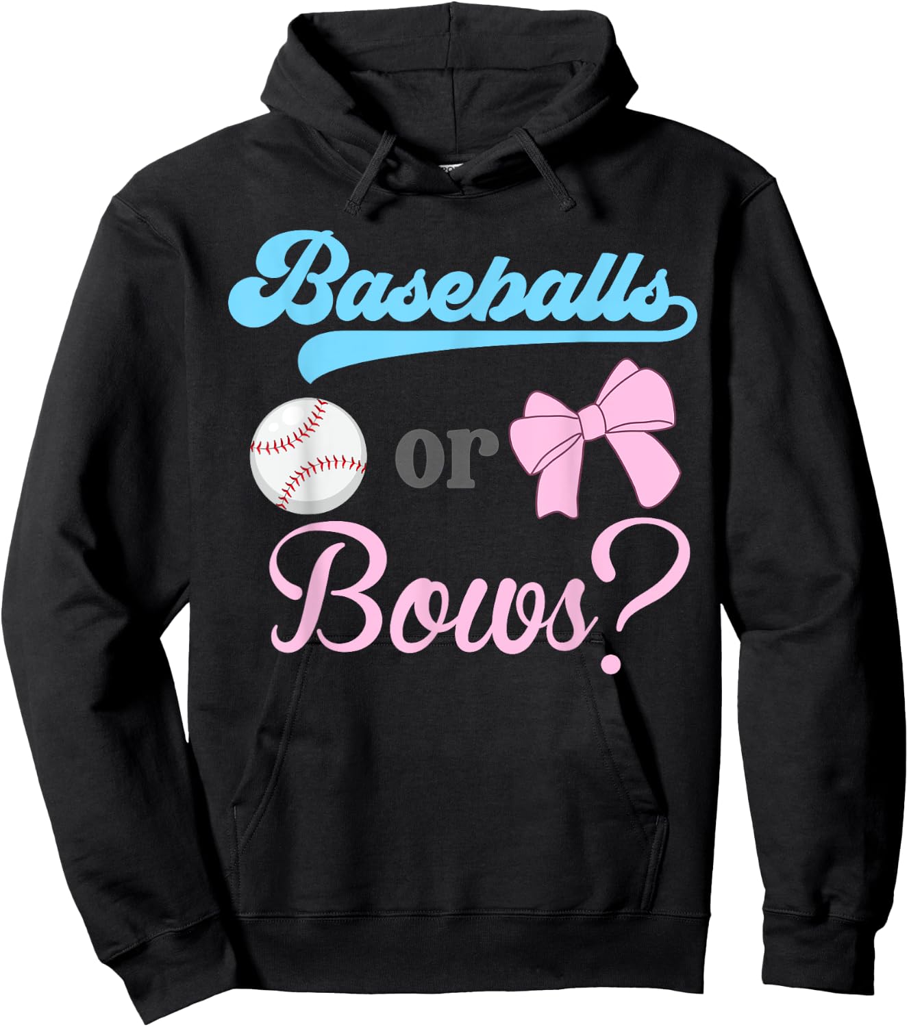 Baseball Or Bows Gender Reveal Party Idea Hoodie - Hoodie | Black