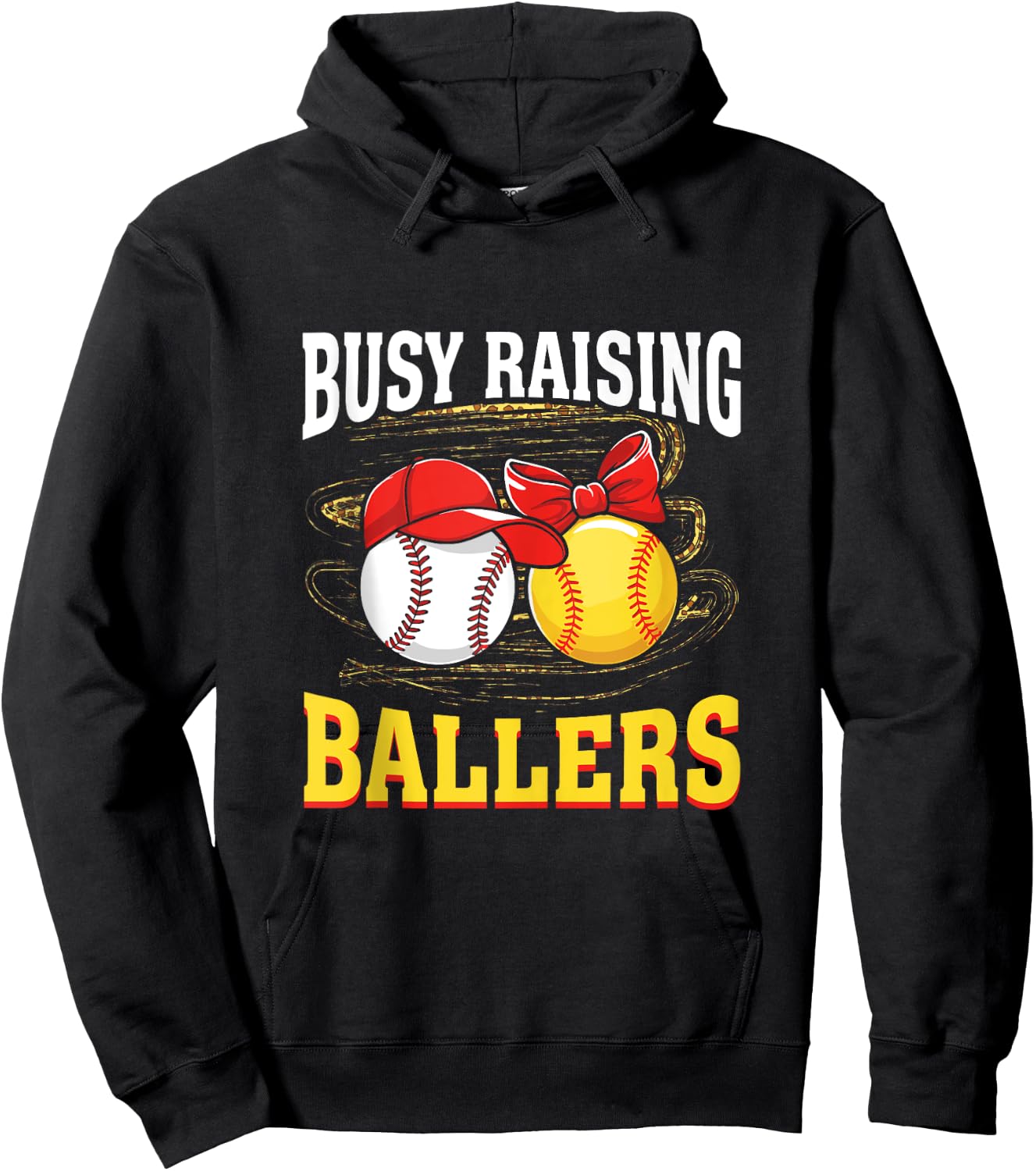 Busy Raising Ballers baseball softball mom leopard women Hoodie - Hoodie | Black