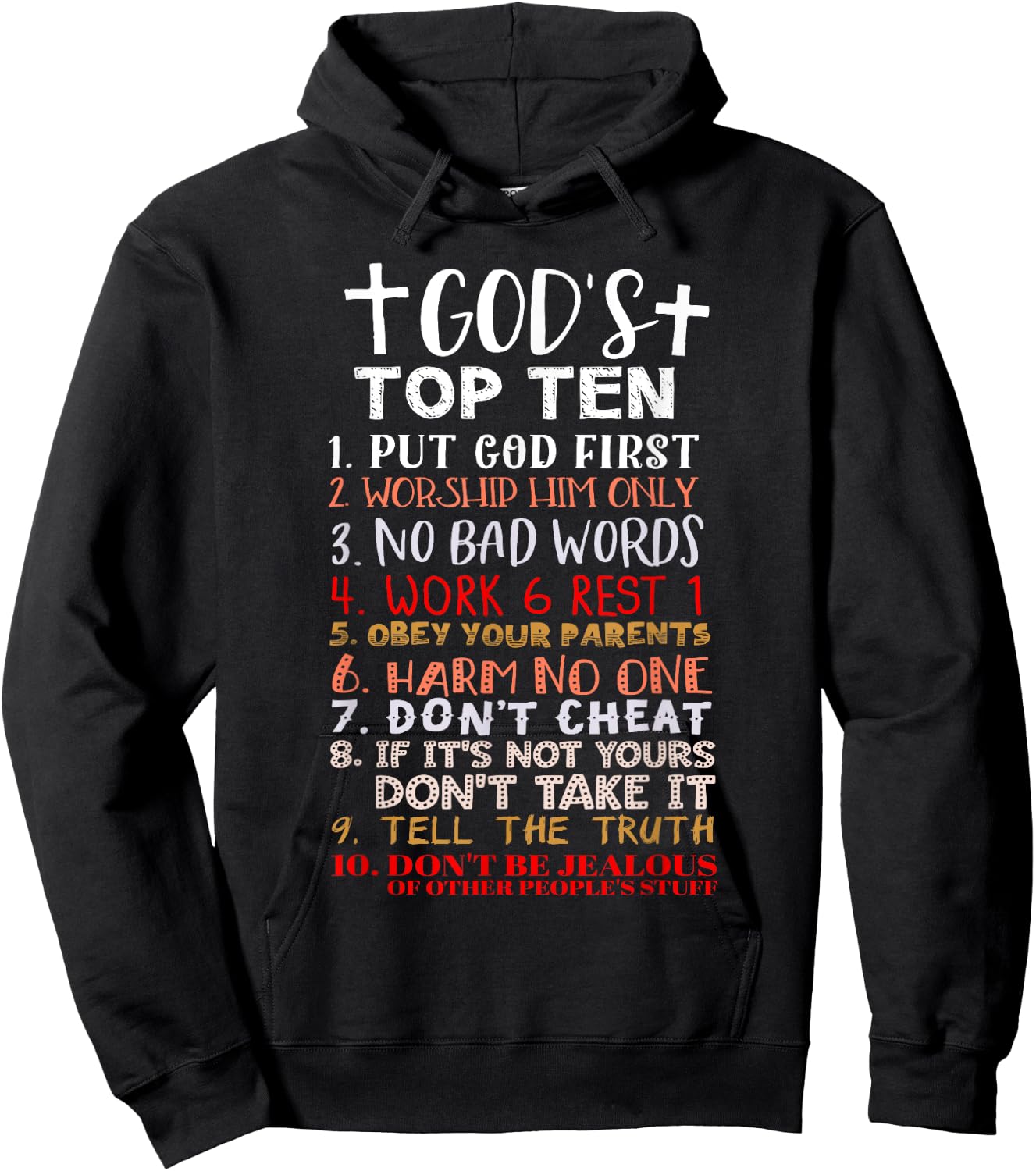 Jesus 10 Commandments Christian Bible Verse Gift Hoodie - Hoodie | Black