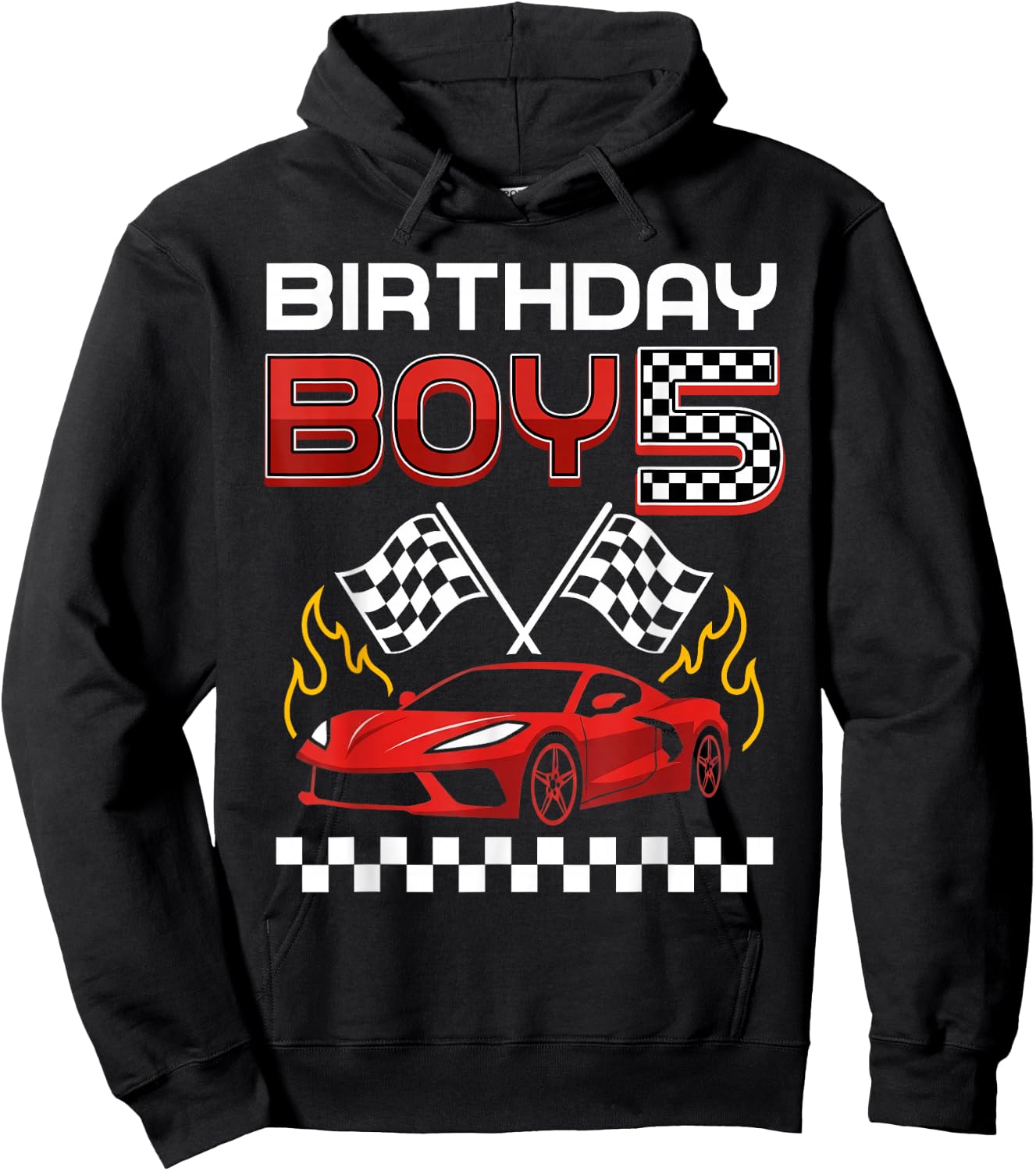 5th Birthday Boy Race Car Racing Car 5 Year Old Boys Kids Hoodie - Hoodie | Black
