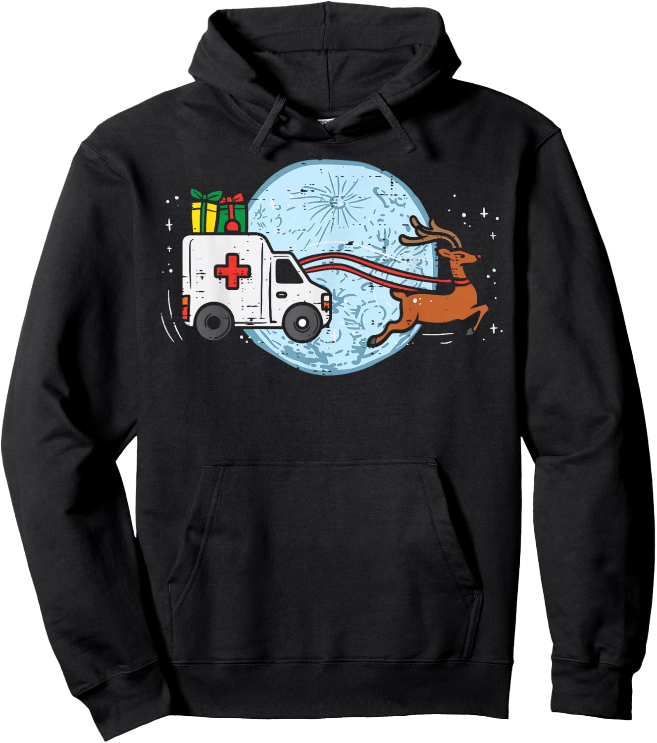 Ambulance Reindeer Nurse Christmas Winter Scrub Xmas Medical Hoodie - Hoodie | Black