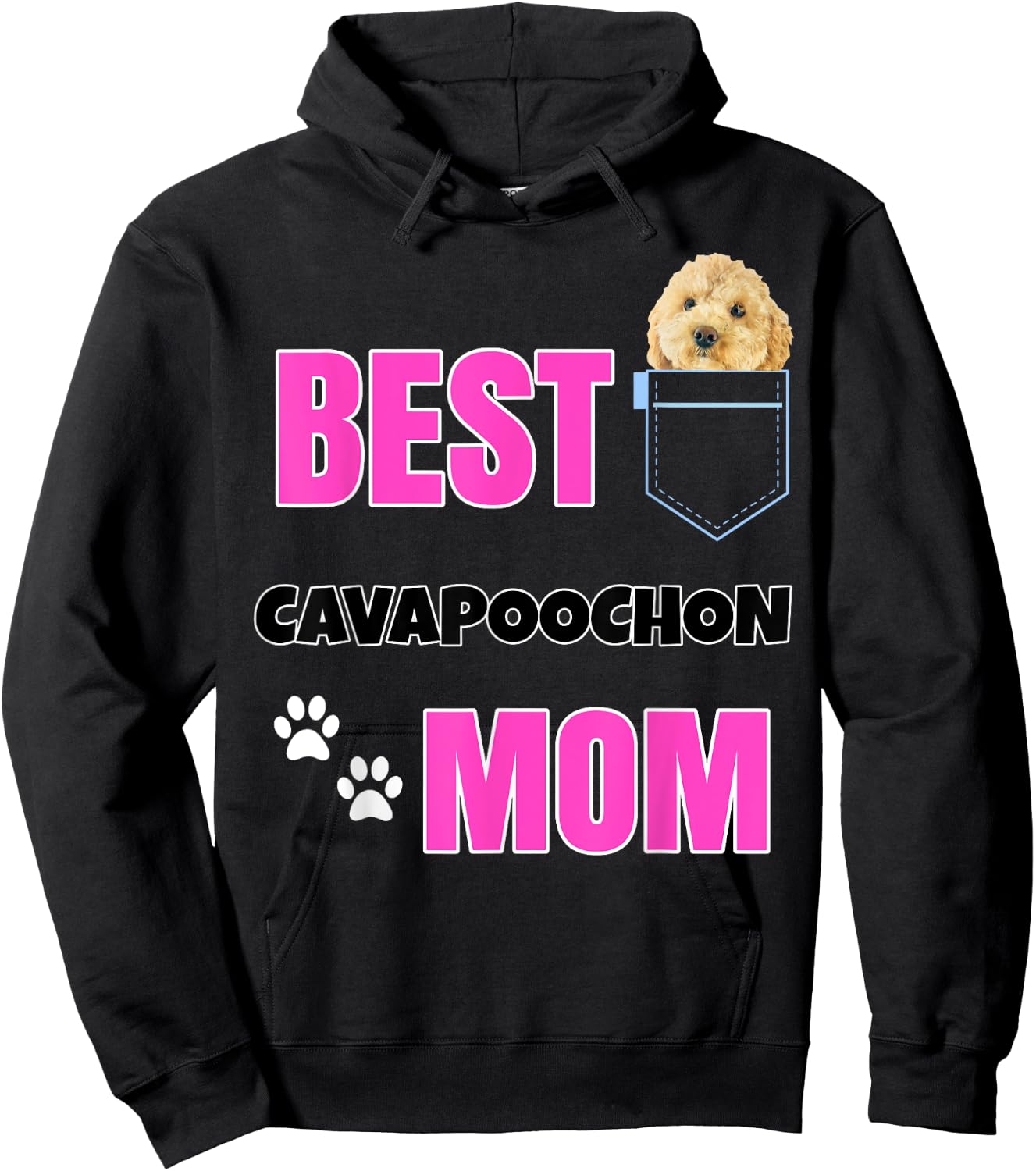 Cavapoochon in pocket Puppy Dog Lover cute Best Poodle Mom Men Women Hoodie - Hoodie | Black