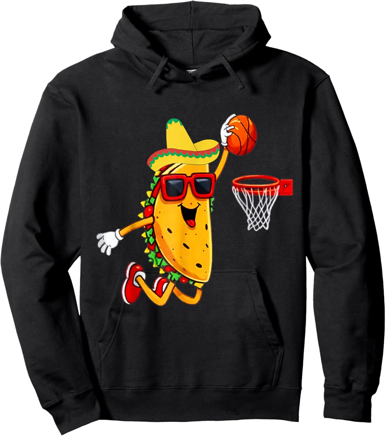 Taco Playing Basketball Mexican Food Dunking Cinco De Mayo Hoodie - Hoodie | Black