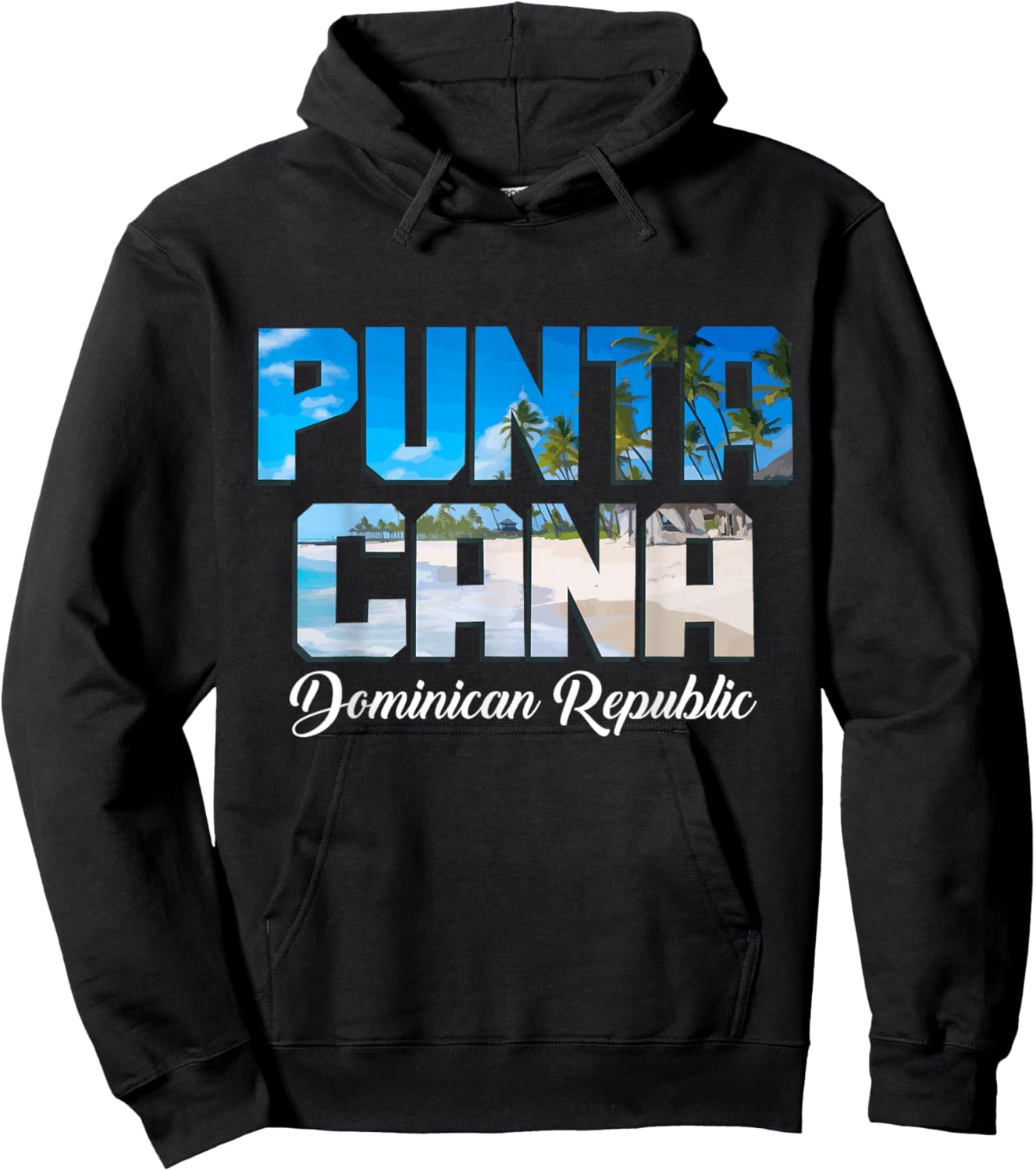 Punta Cana Vintage Souvenir Beach Surfer Dominican Republic , Black Hoodie - Hoodie | Black