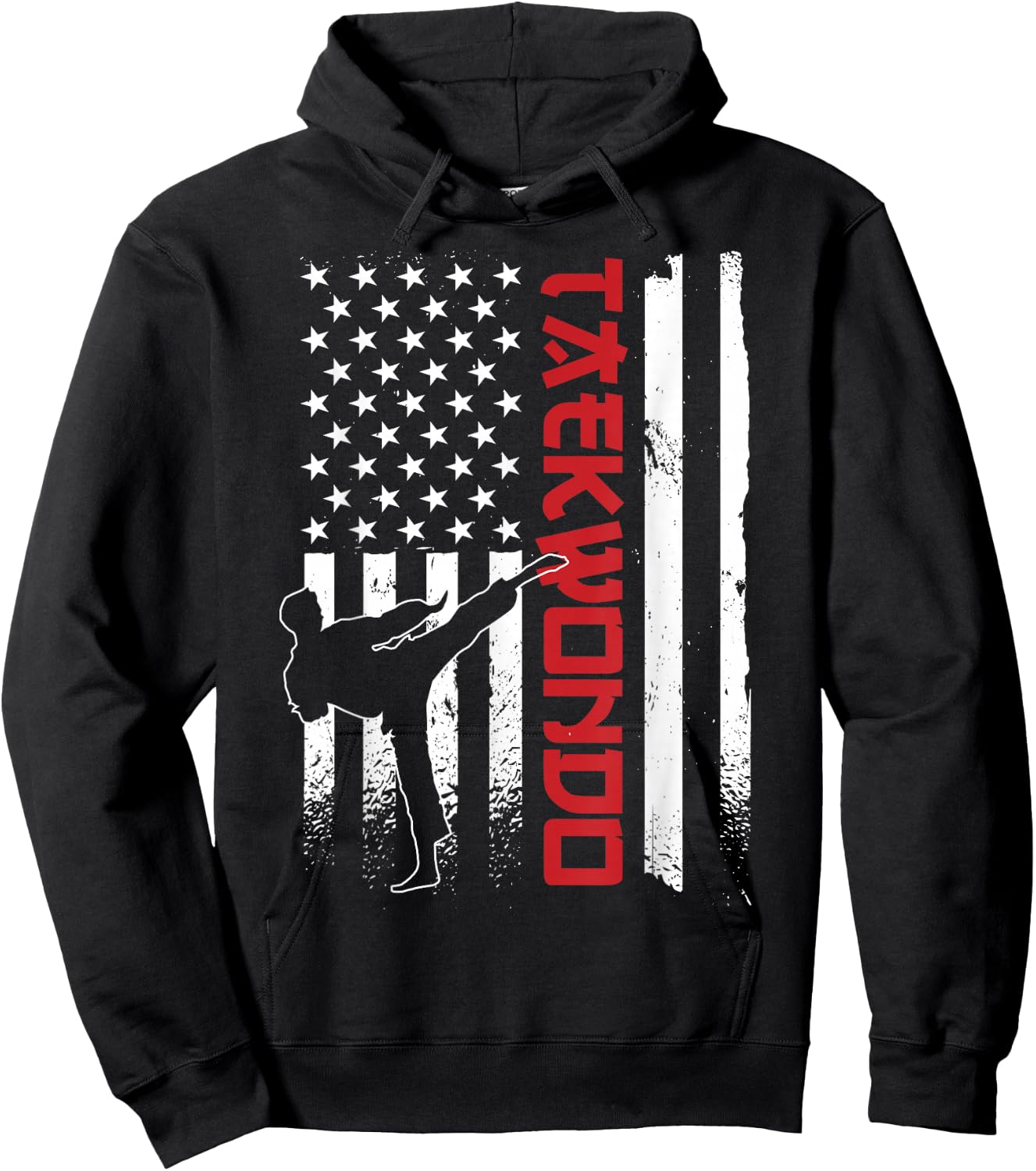 Taekwondo American Flag Taekwondo Fighter US Flag Hoodie - Hoodie | Black