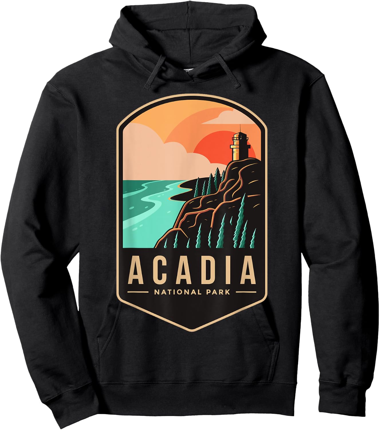 1916 Maine Bar Harbor Acadia National Park Hoodie - Hoodie | Black