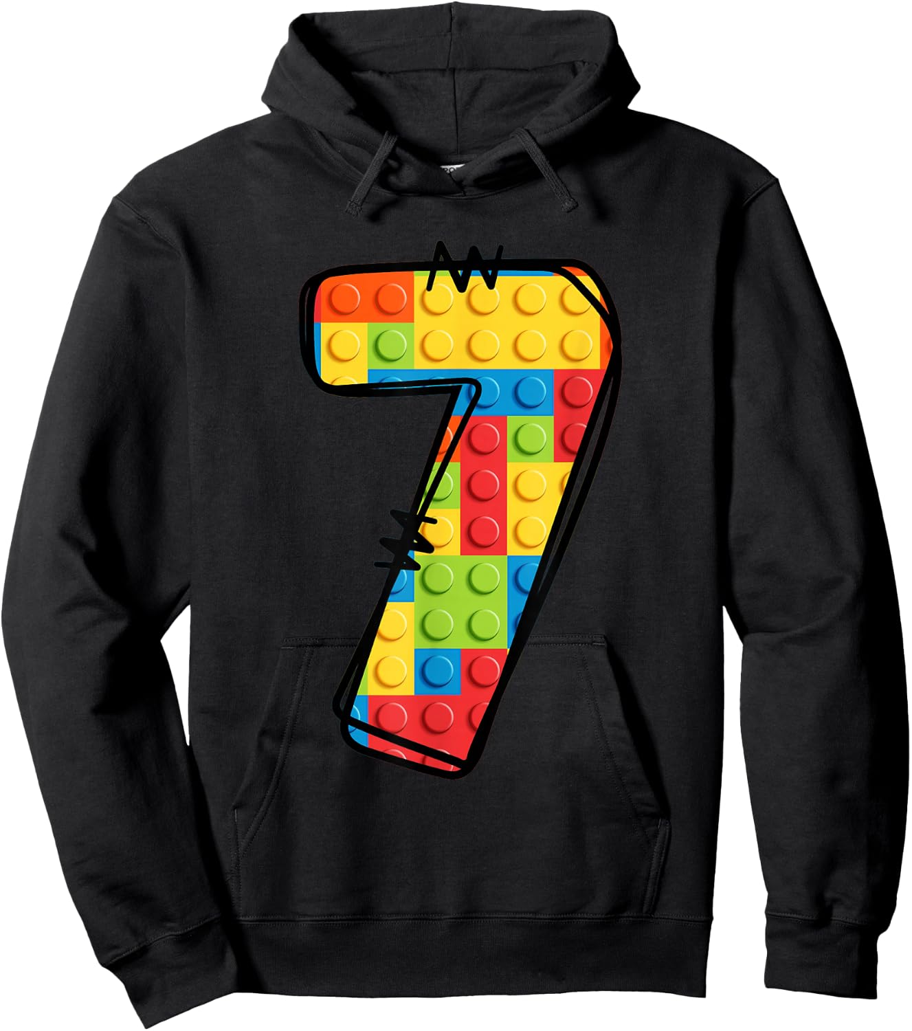7 Year Old Blocks Building Master Builder 7th Birthday Hoodie - Hoodie | Black