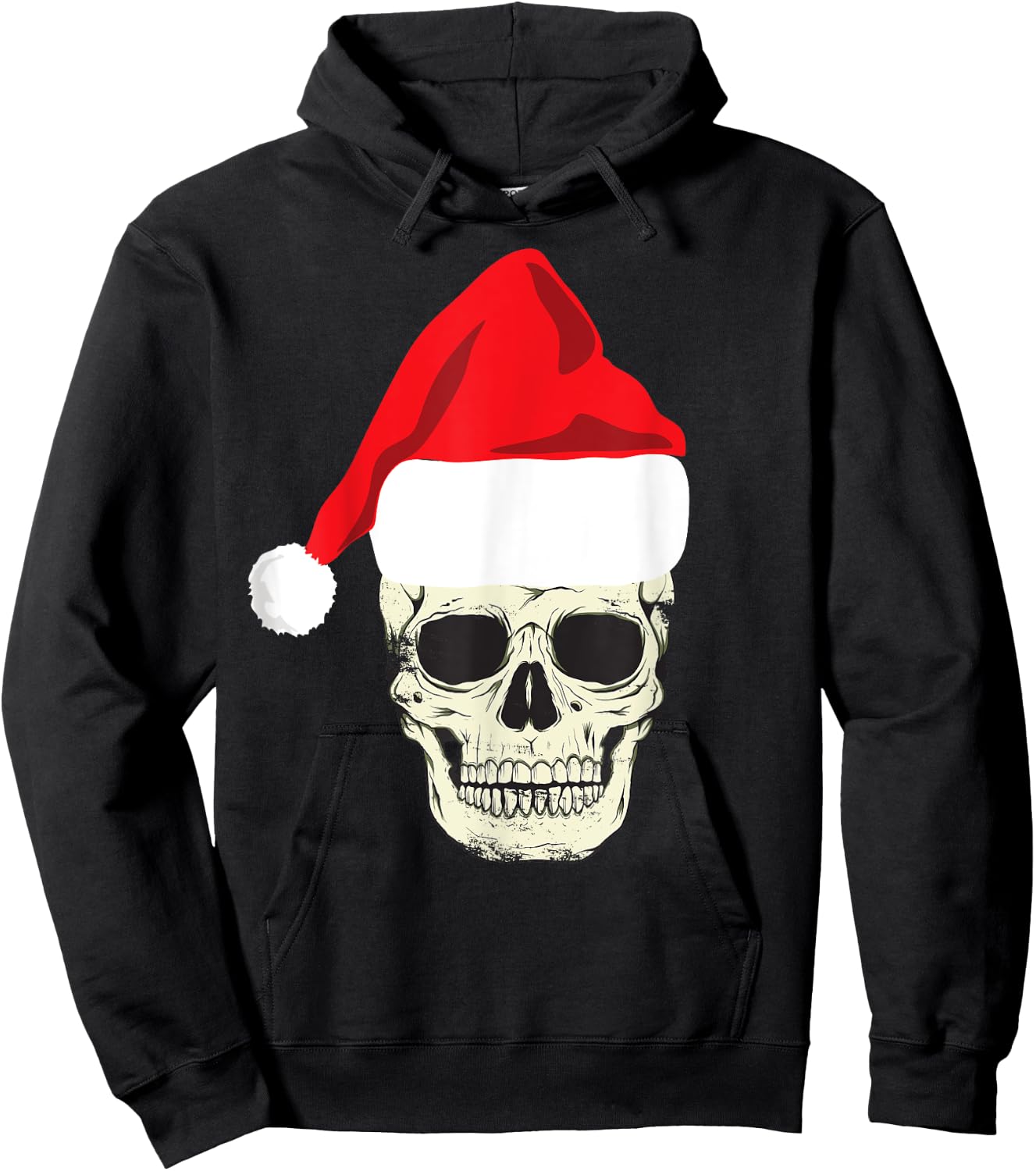 Skull In Santa Hat Christmas Skeleton Christmas Hoodie - Hoodie | Black