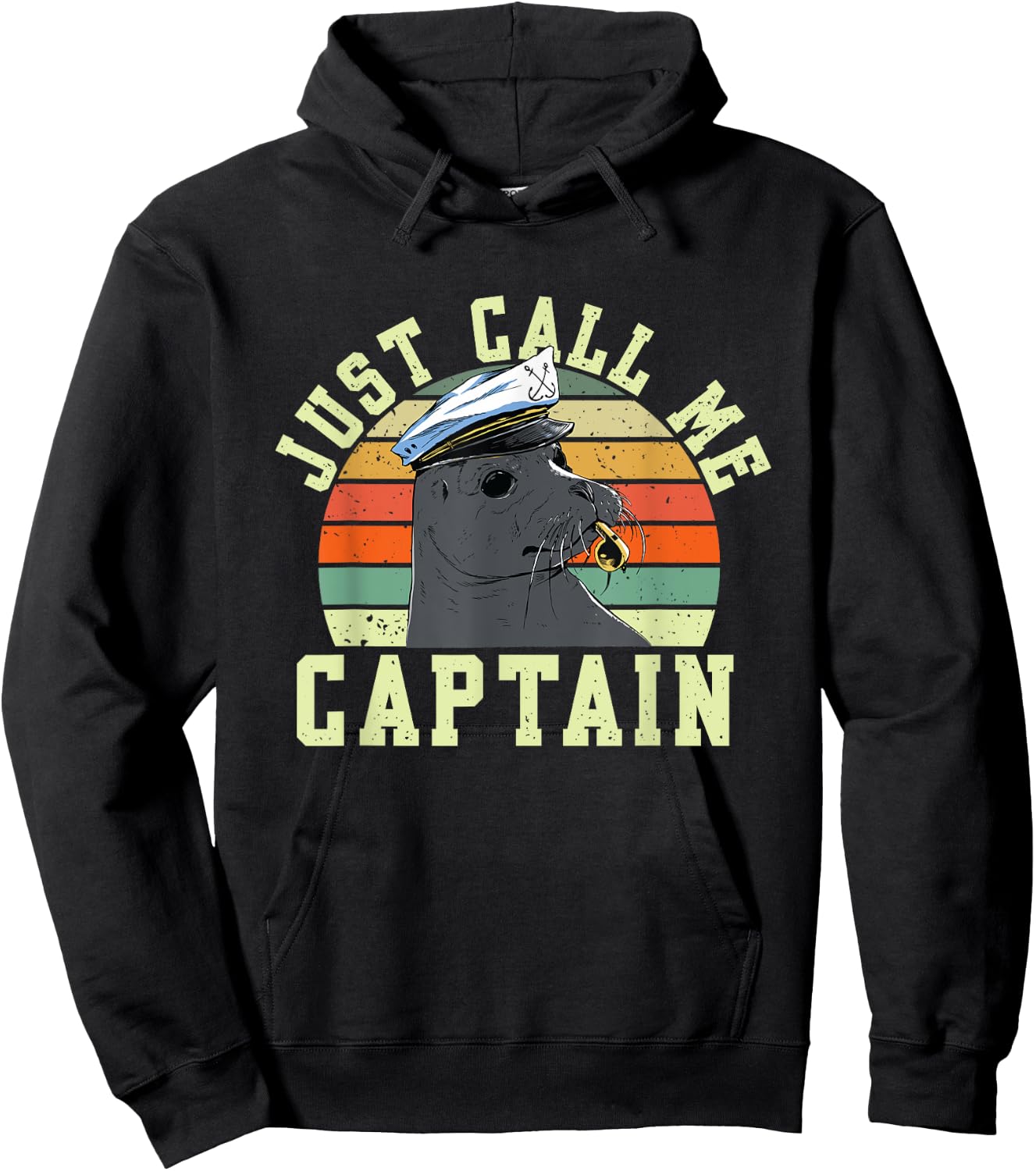 Retro Just Call Me Captain | Seal Seaman | Sailor Hoodie - Hoodie | Black