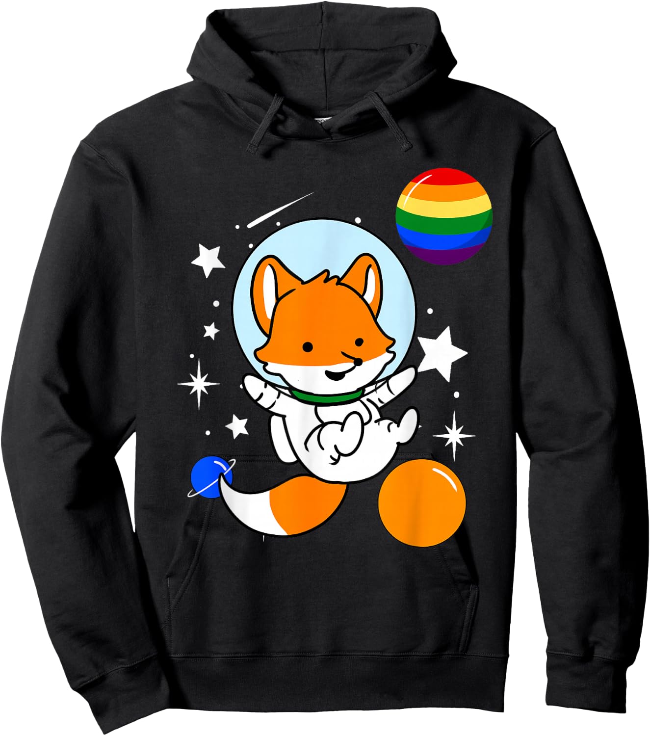 Fox Astronaut Gay Pride Hoodie - Hoodie | Black