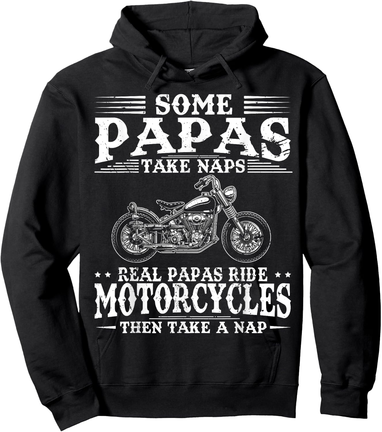 Real Papas Ride Motorcycles Then Take Naps Funny Biker Rider Hoodie - Hoodie | Black