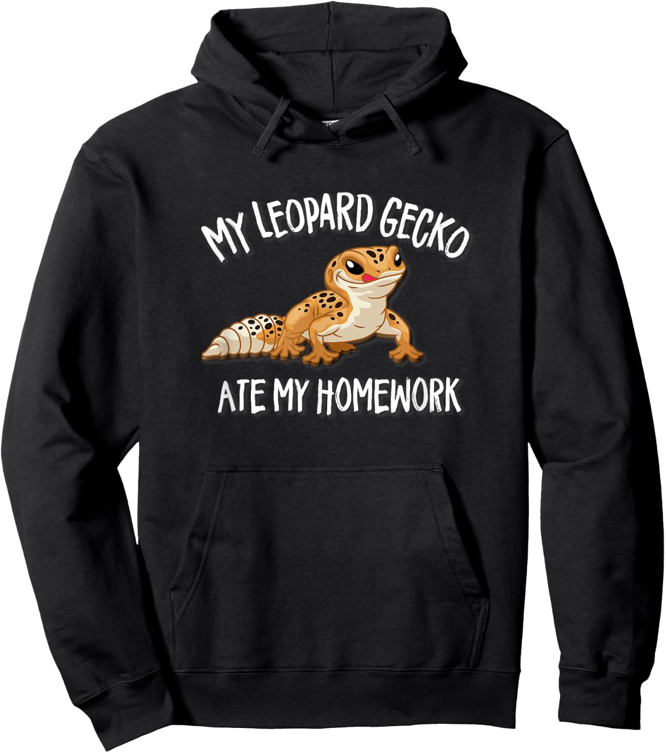 Kids Boys Girls Reptile Lover Pet Leopard Gecko Ate Homework Hoodie - Hoodie | Black
