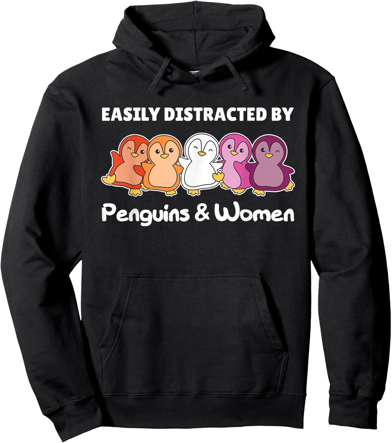 Lesbian Flag Pride Month Lgbtq Lesbian Penguin Hoodie - Hoodie | Black