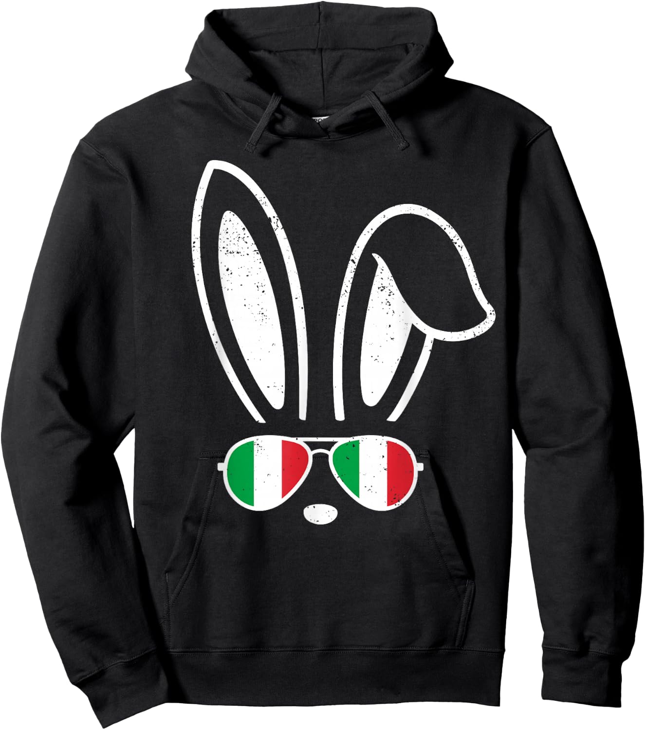 Bunny Ears Sunglasses Funny Easter 2025 Italy Flag Italian Hoodie - Hoodie | Black