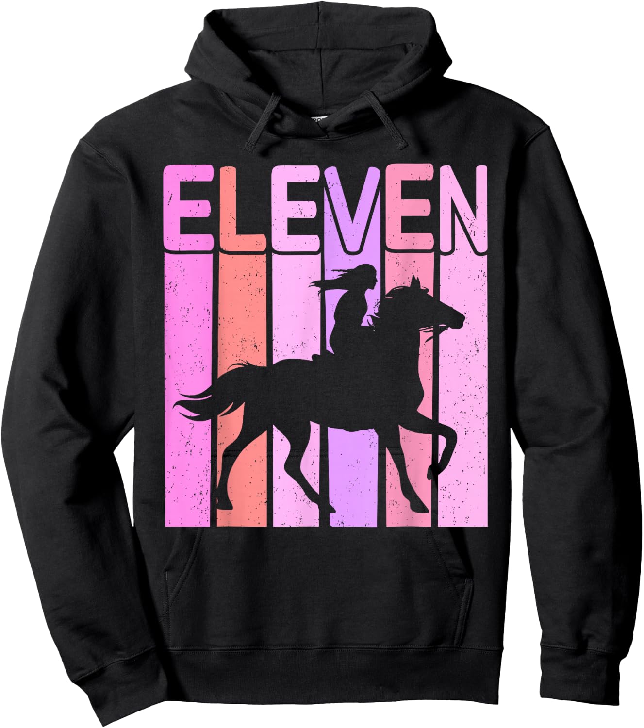 Horse Girl 11th Birthday Horseback Riding 11 Year Old Hoodie - Hoodie | Black
