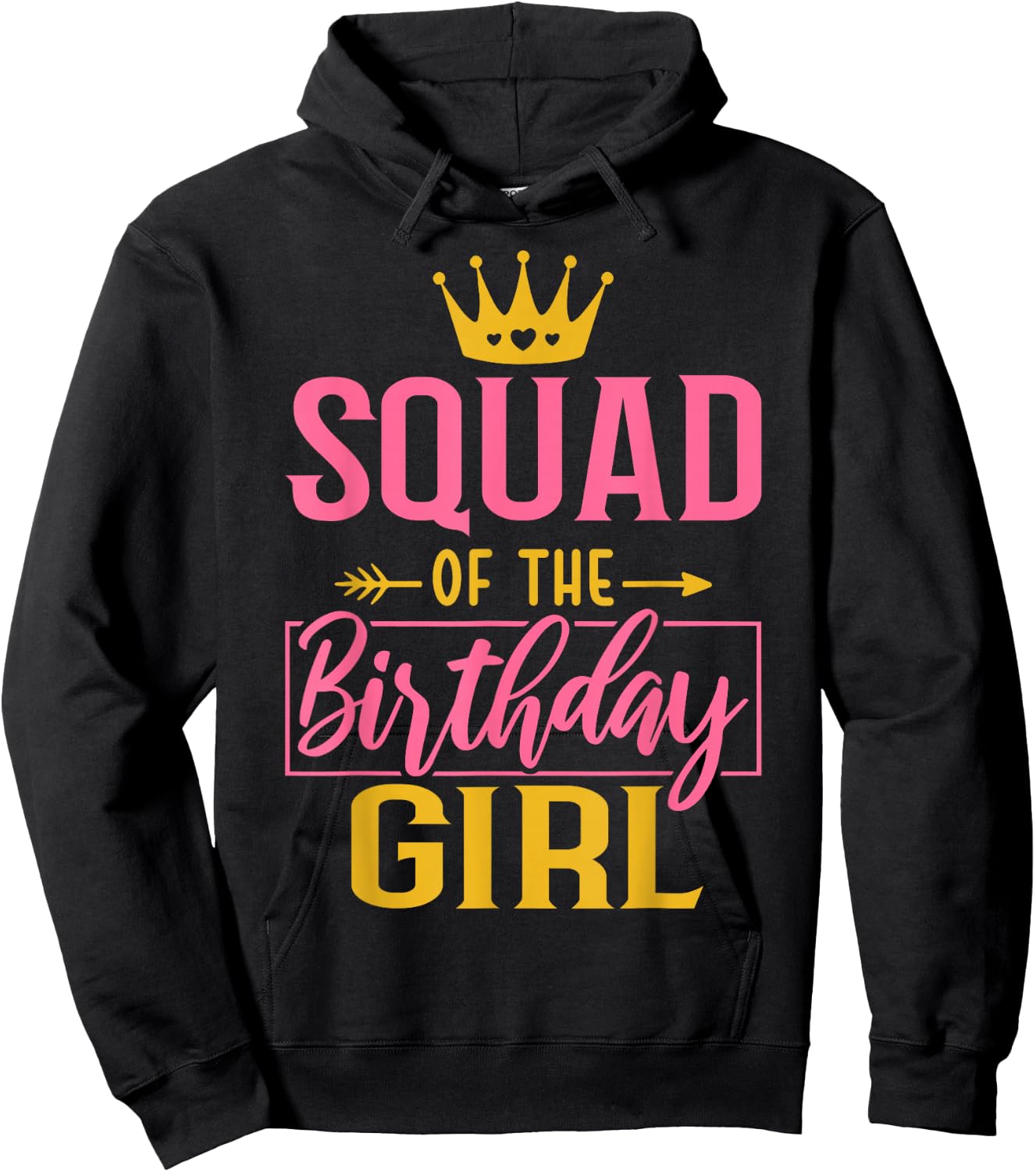 Squad of the Birthday Girl Cute Pink Matching Family Party Hoodie - Hoodie | Black