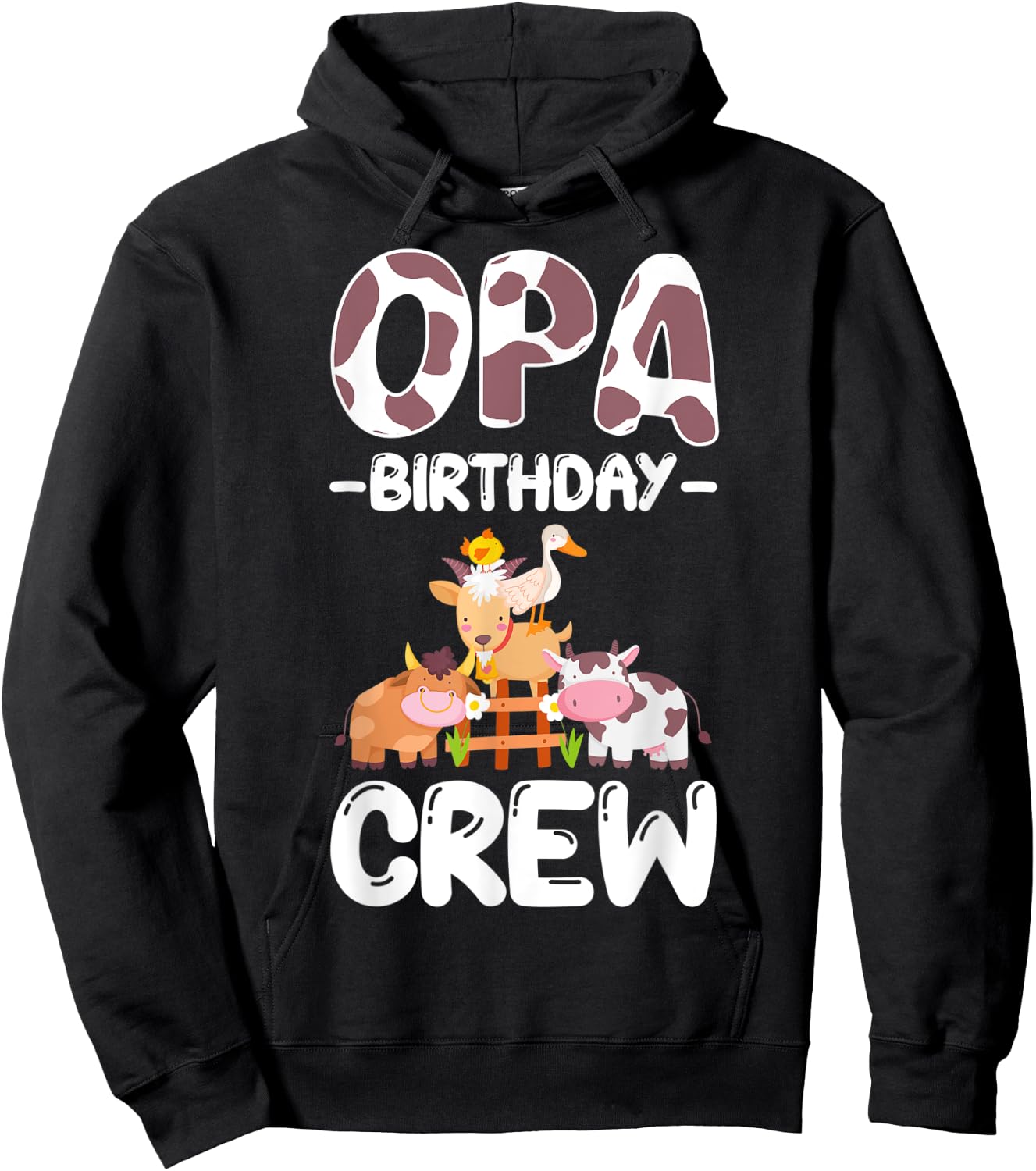 Opa Birthday Crew Farm Animal Family Bday Party Hoodie - Hoodie | Black
