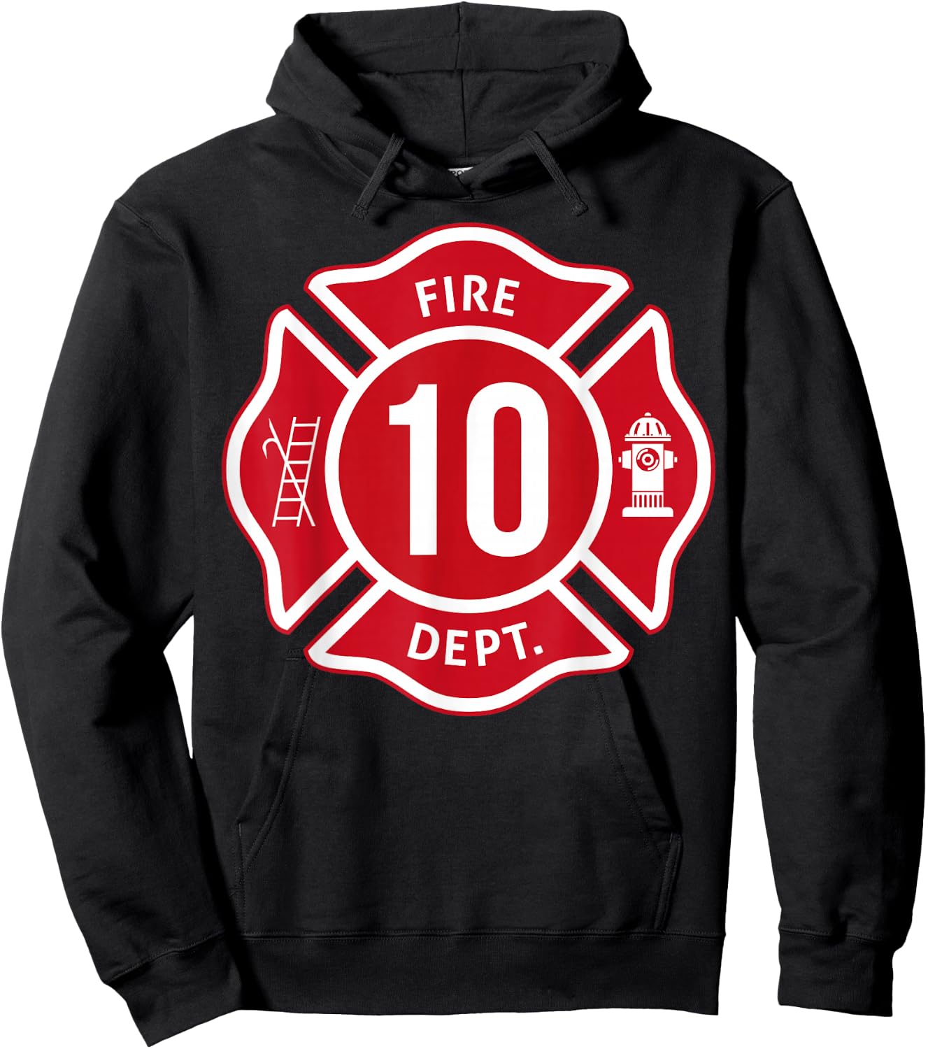 Kids Fire Truck 10th Birthday Boy Firefighter 10 Year Old Hoodie - Hoodie | Black
