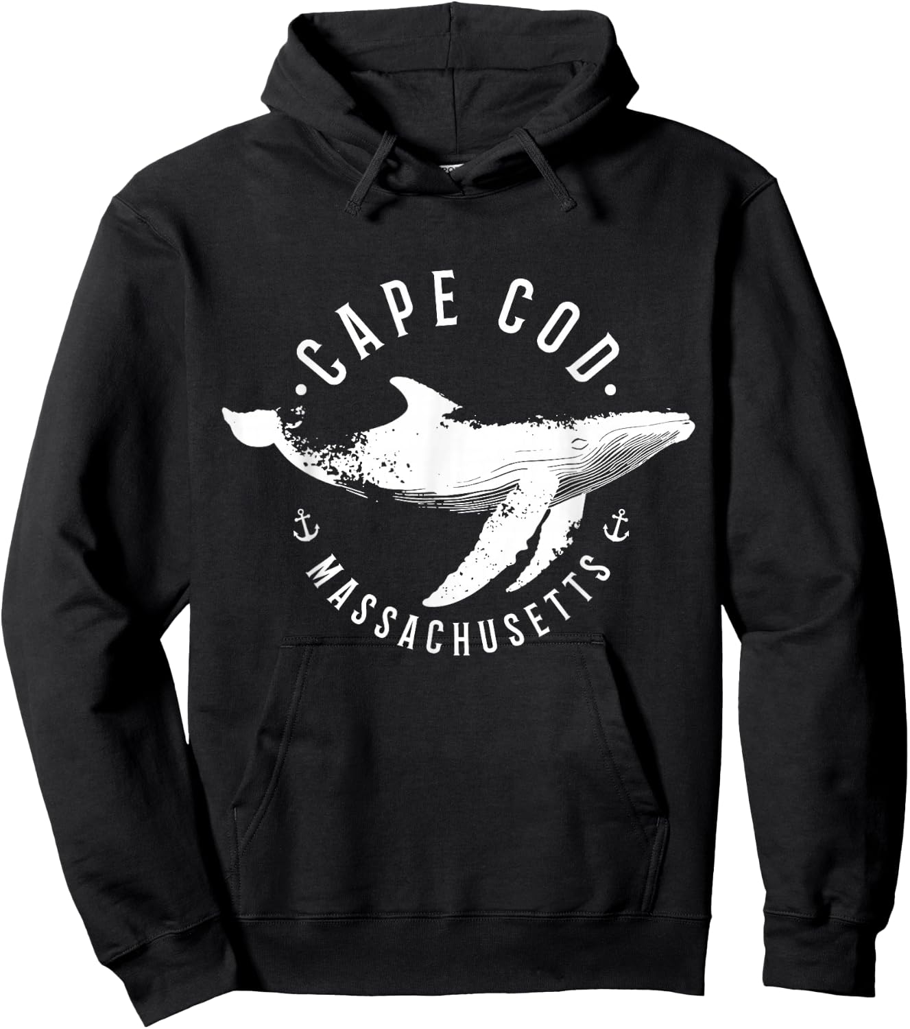 Cape Cod Massachusetts Souvenir Whale Ocean Nautical Hoodie - Hoodie | Black