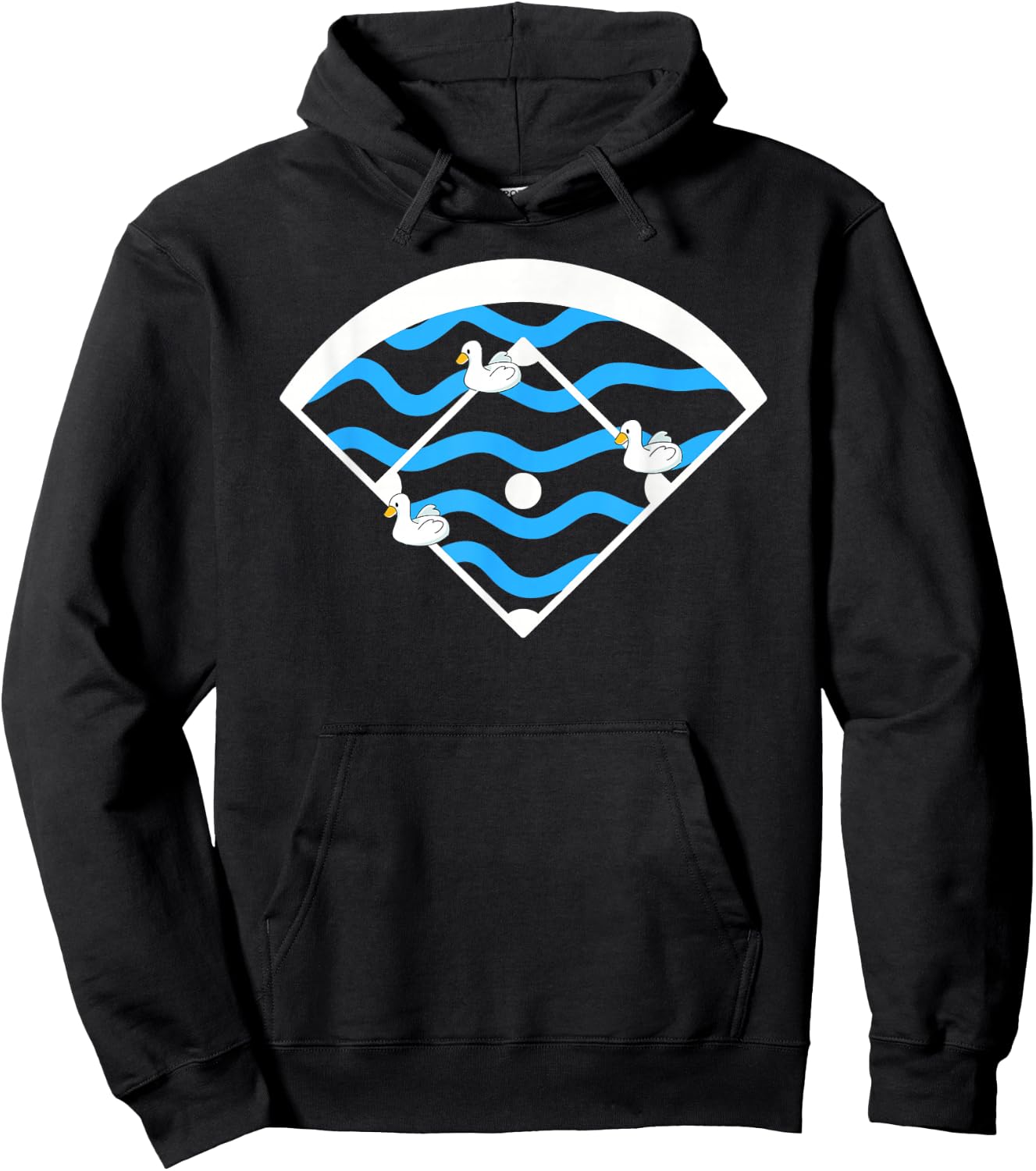 Funny Baseball Ducks On The Pond Base Ball Hoodie - Hoodie | Black