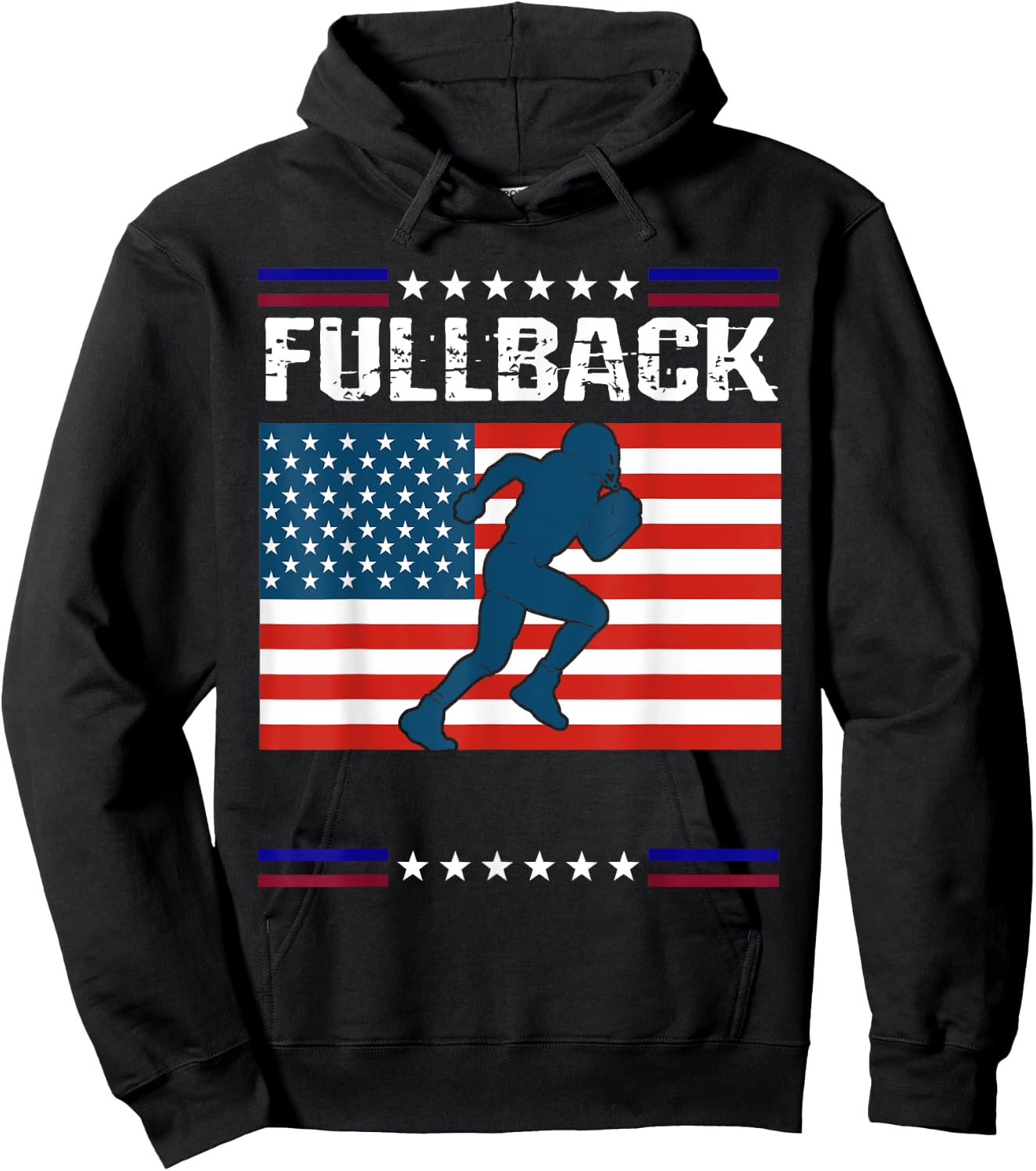 Fullback Football American Flag Patriot Hoodie - Hoodie | Black